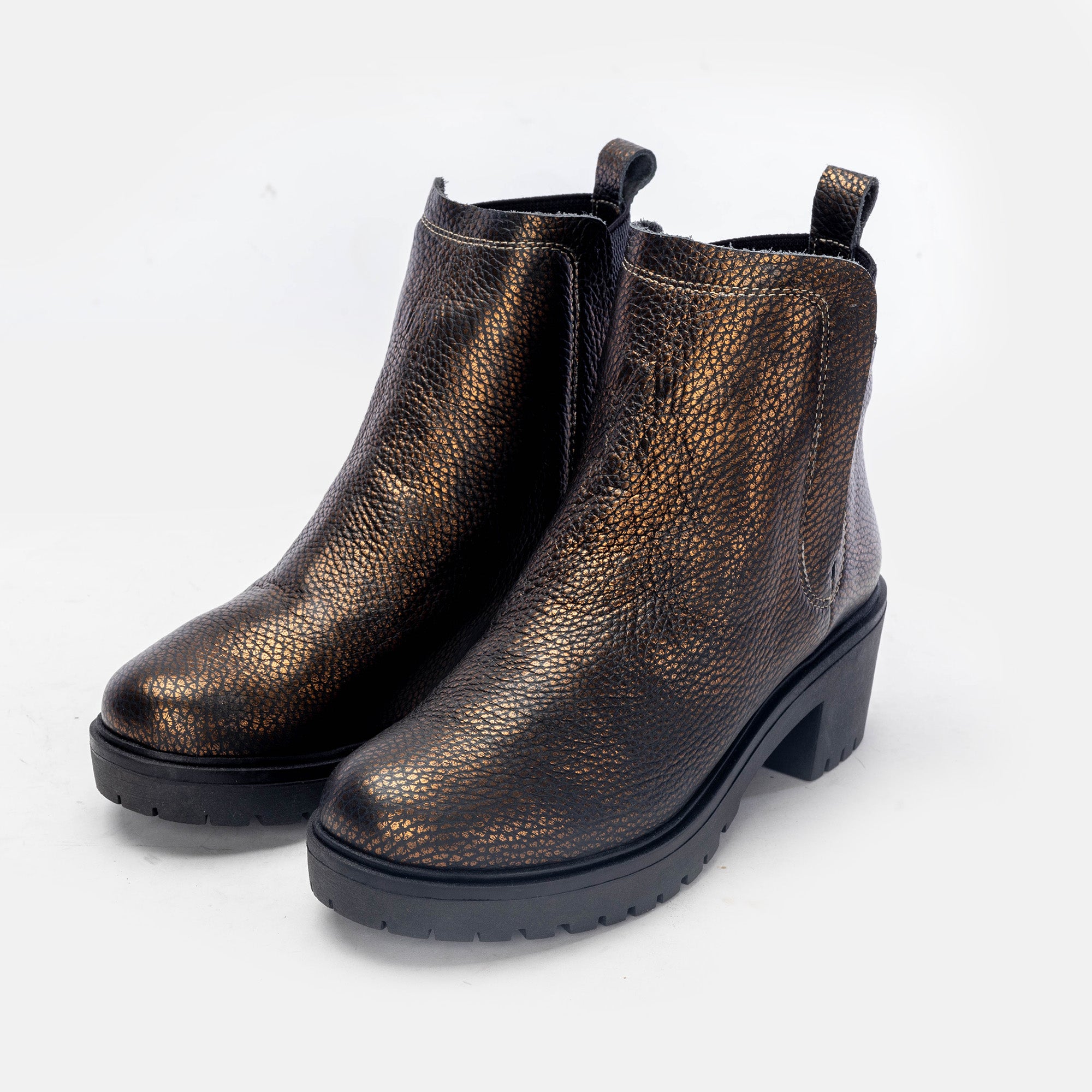Volzak 037 Bottine en cuir Noir Bronze