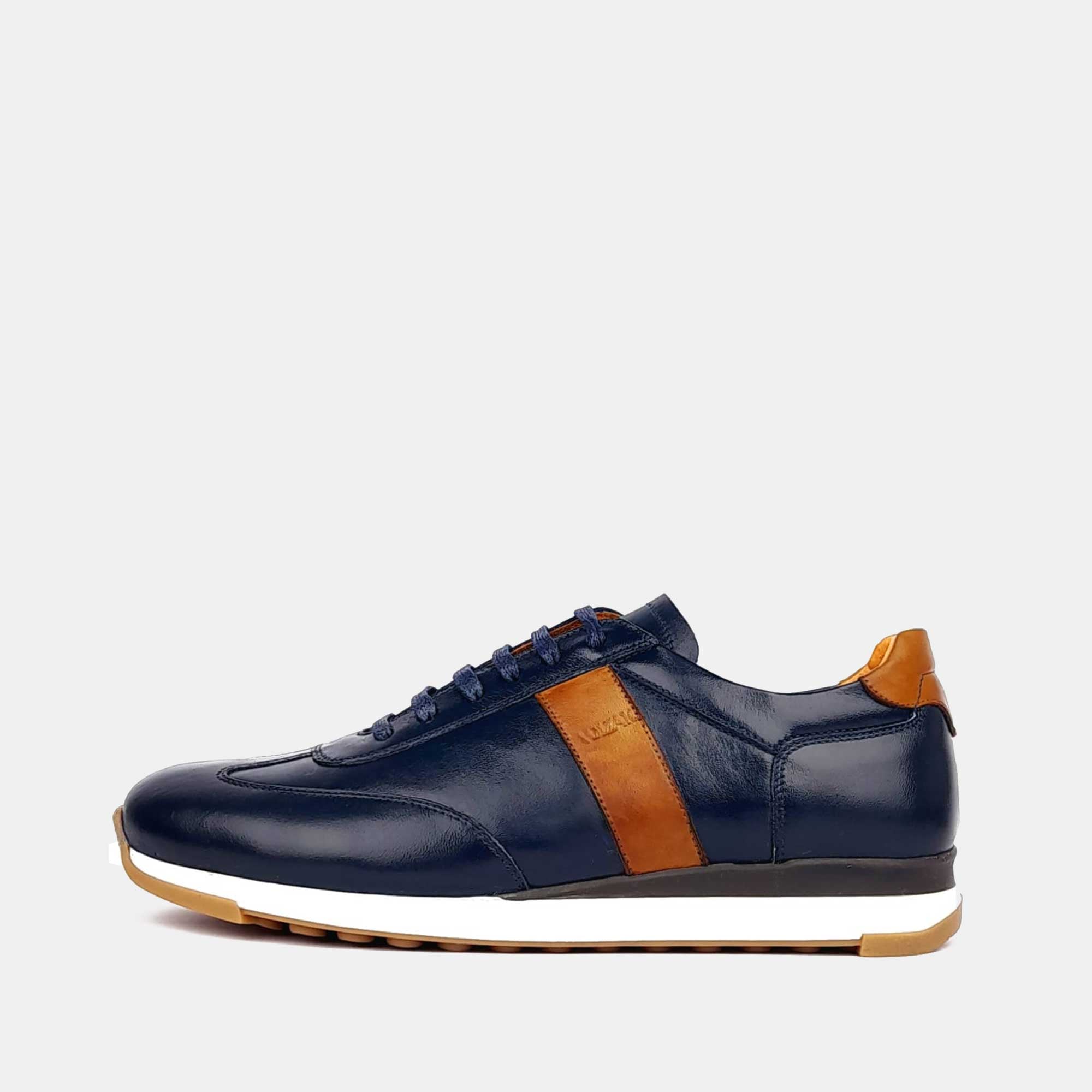 Volzak 6048 Basket en cuir Bleu Camel