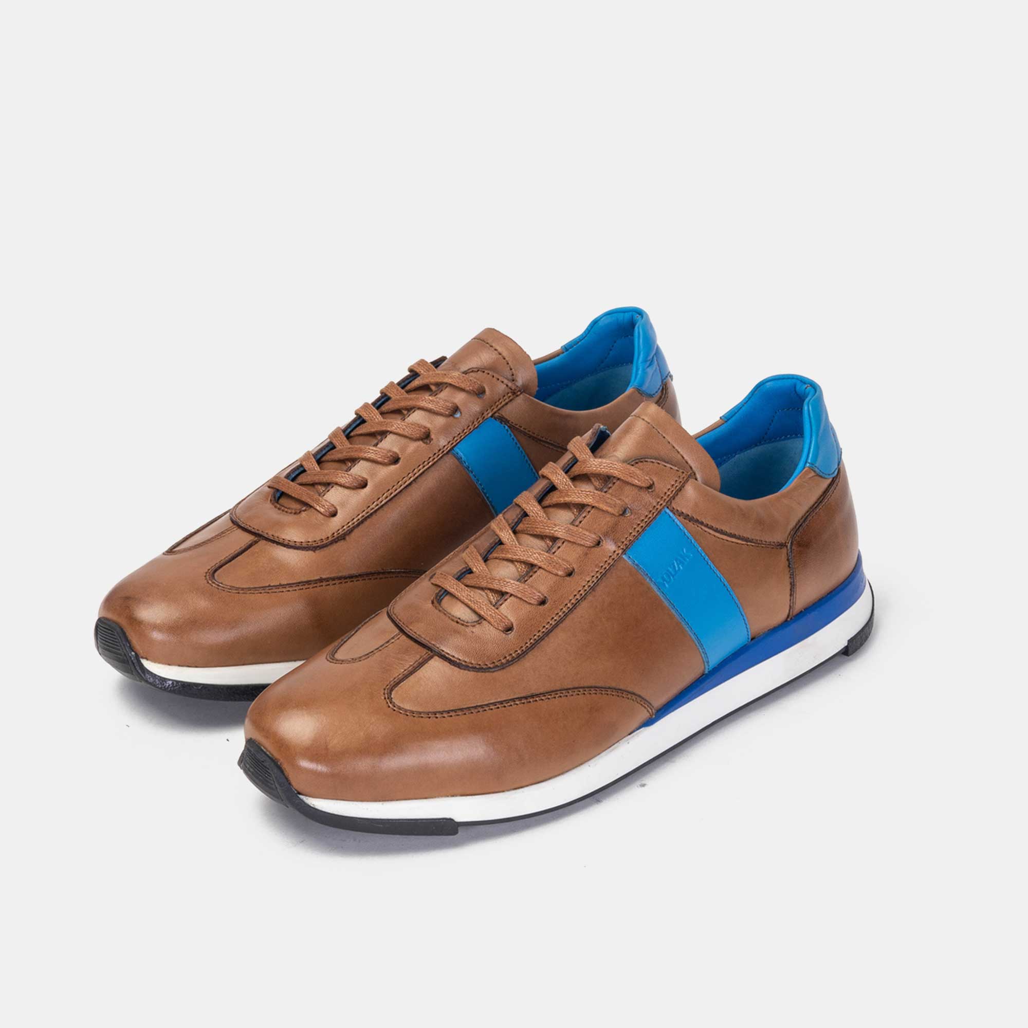 Volzak 6048 Basket en cuir Camel Bleu