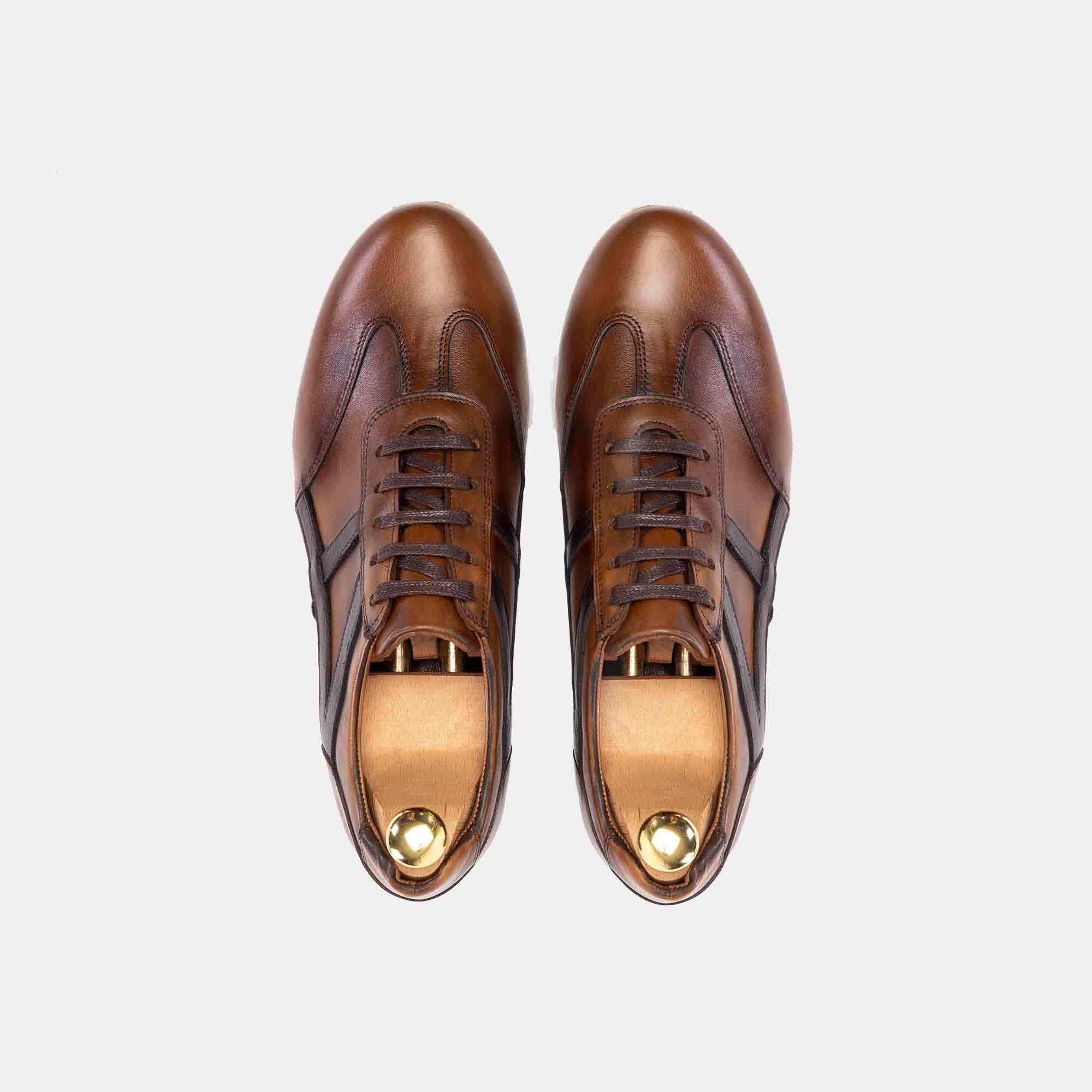 Volzak 6107 Basket en cuir Marron vintage