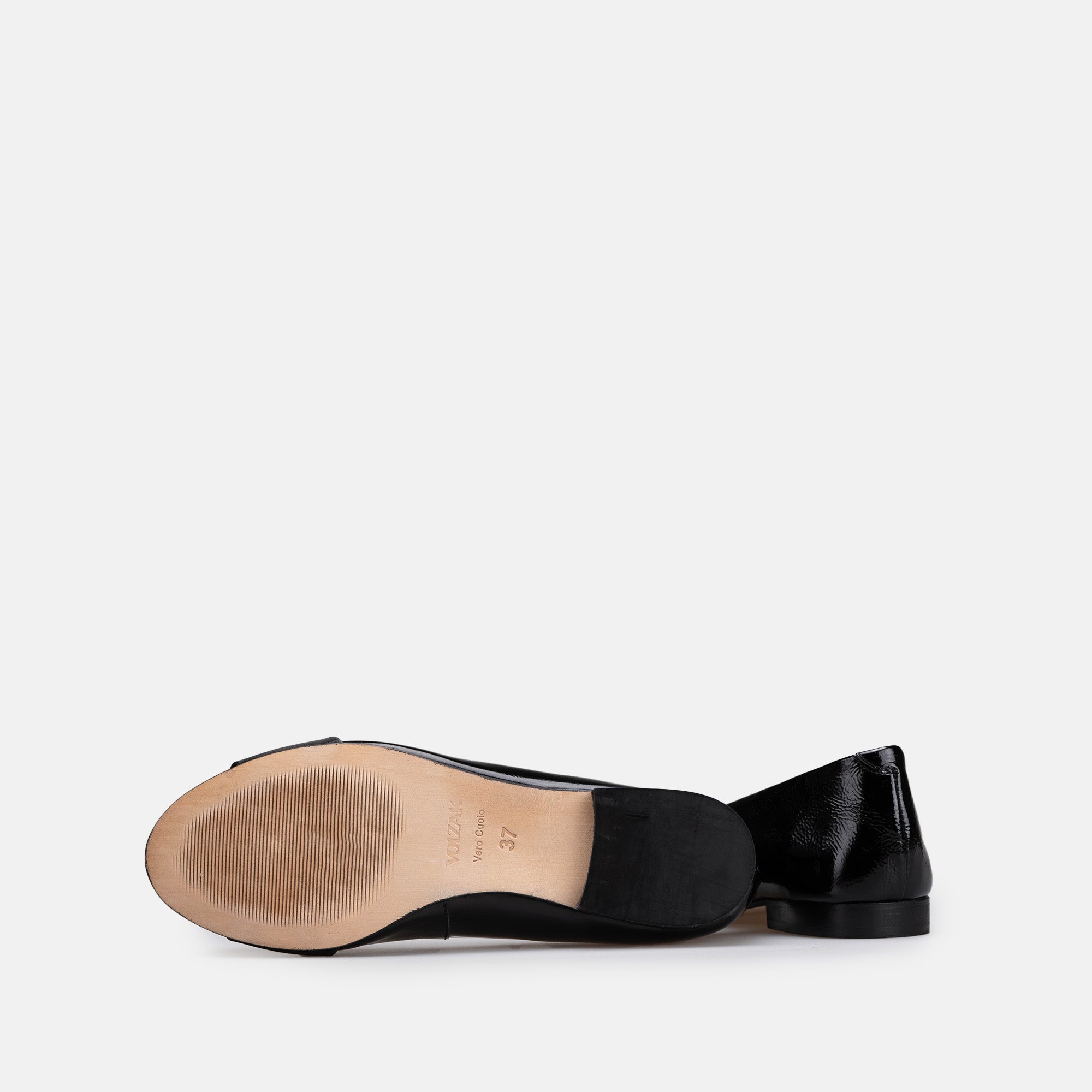 Volzak 077 Ballerine en cuir Noir Vernis
