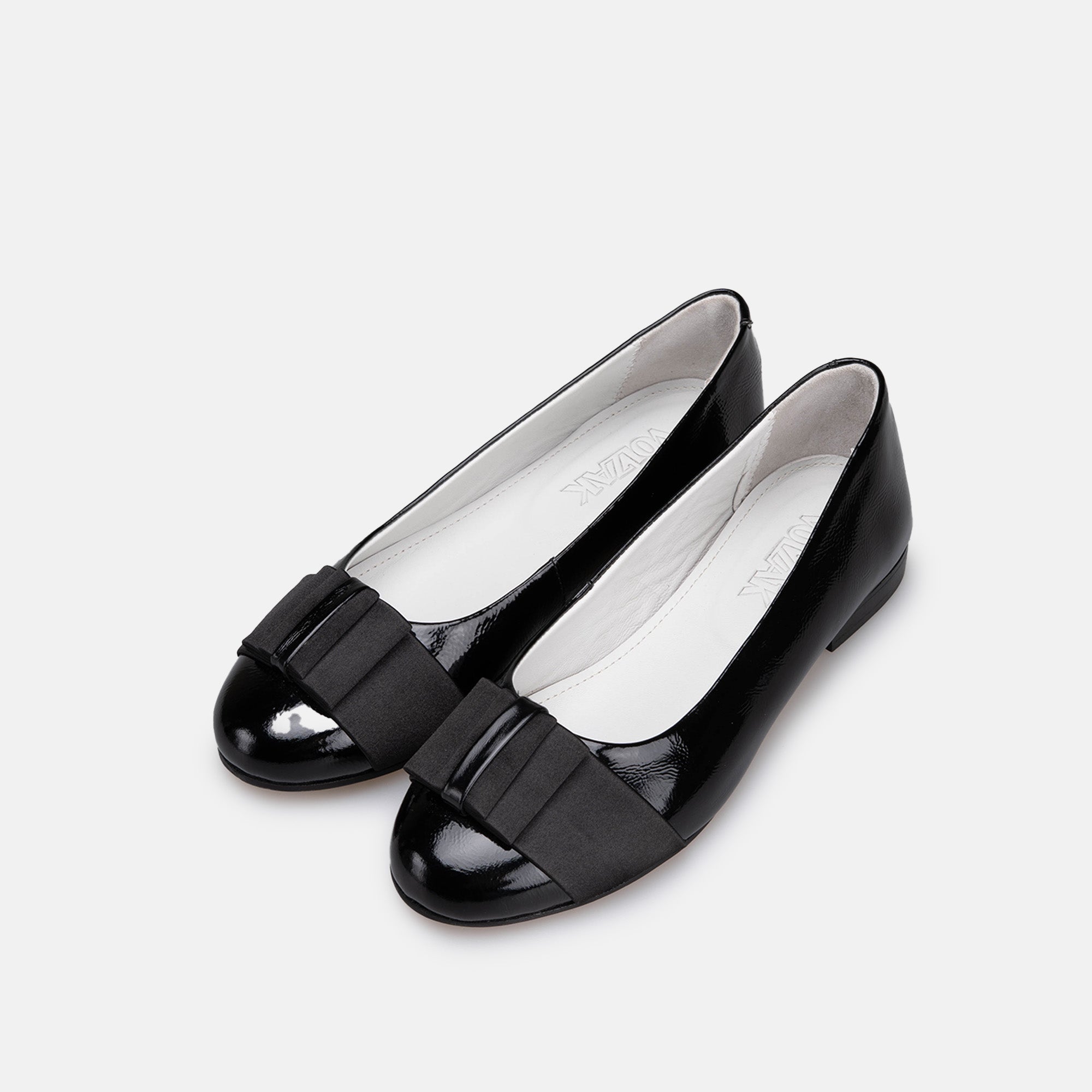Volzak 077 Ballerine en cuir Noir Vernis