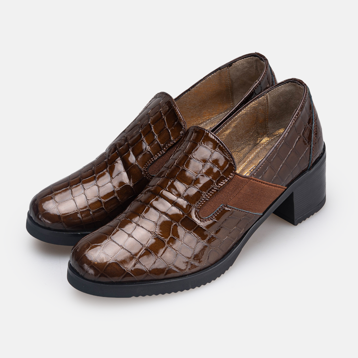 Volzak 535 chaussure en cuir Marron Serpent Vernis