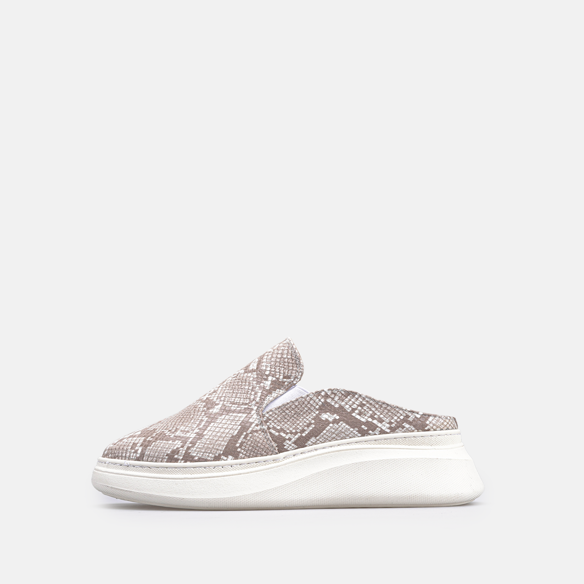 Volzak 02 Mule en cuir Beige Serpent