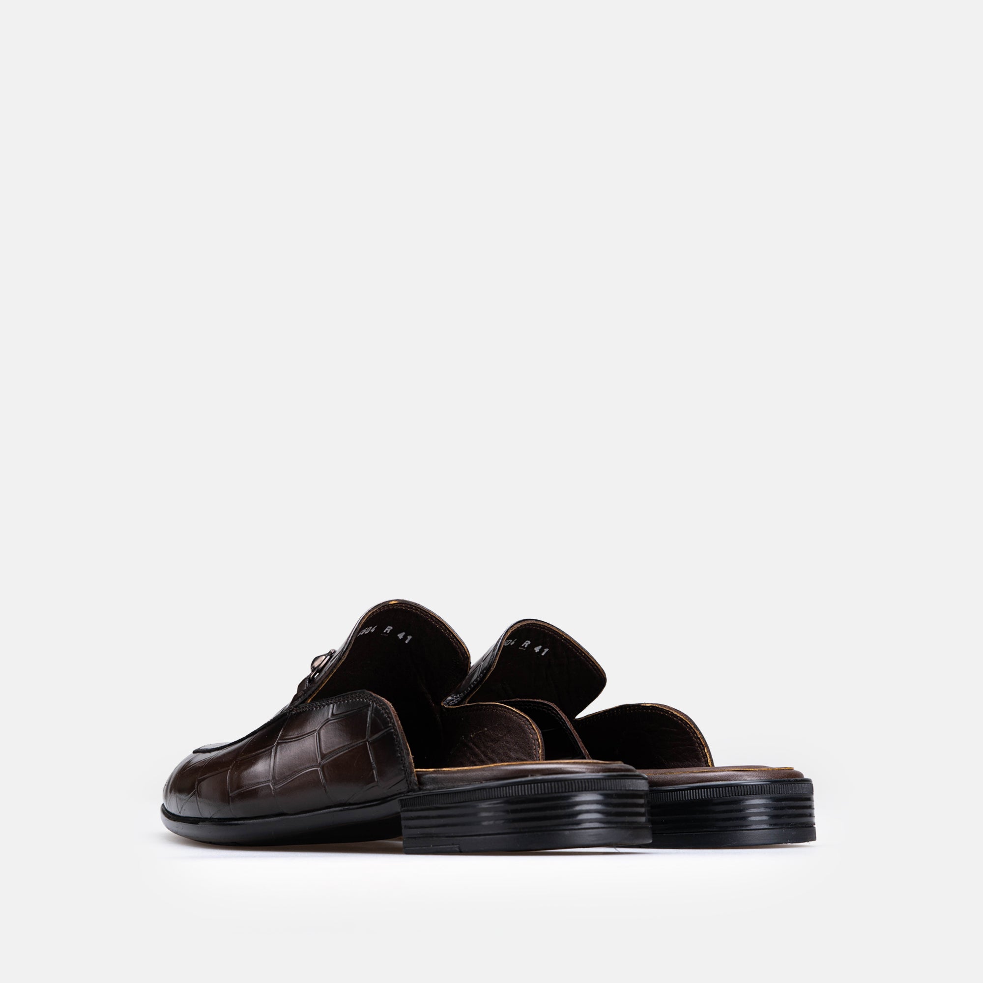 Volzak 5604 Mule en cuir Marron Croco