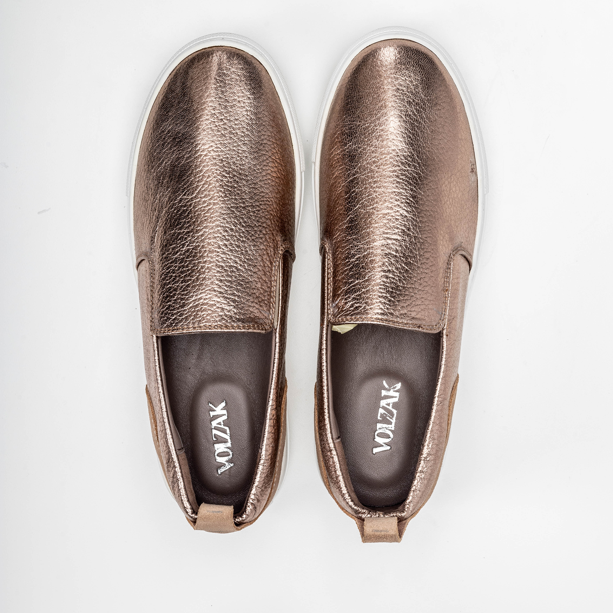 Volzak 072 Bronze Metallic Leather Sneakers