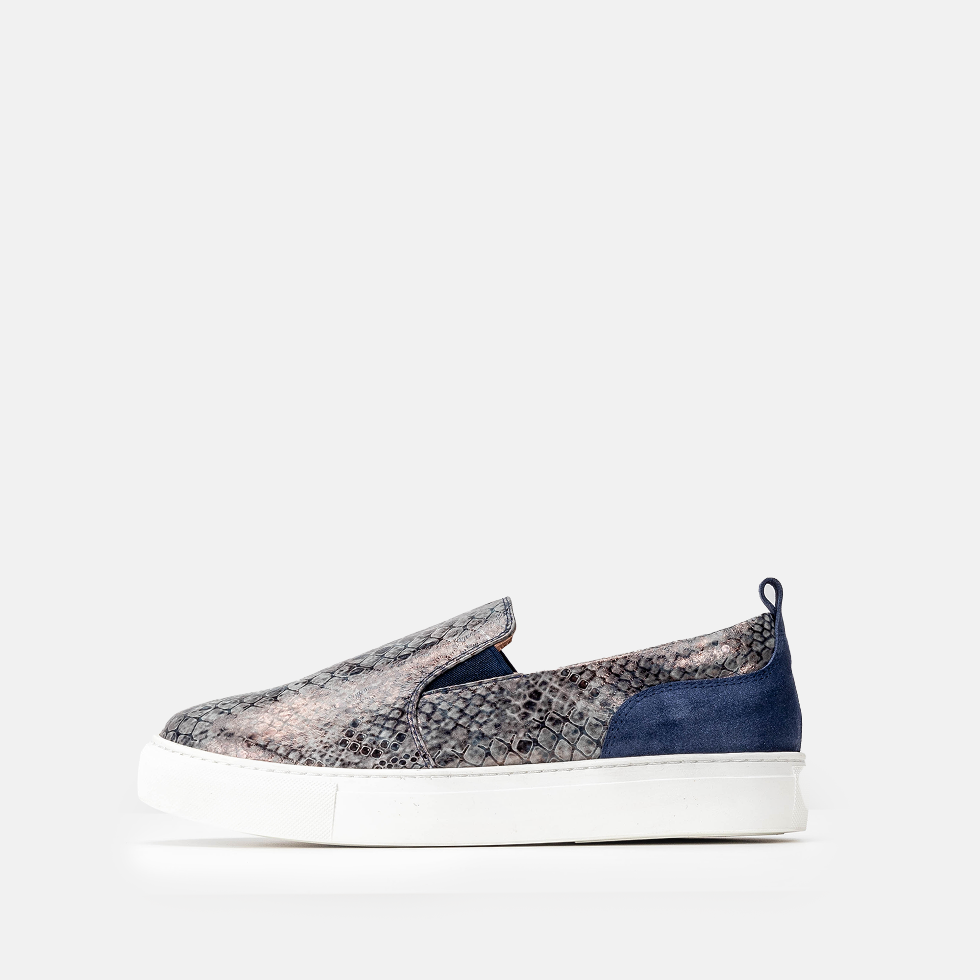 Volzak 072 Navy Blue Snake Leather Sneakers