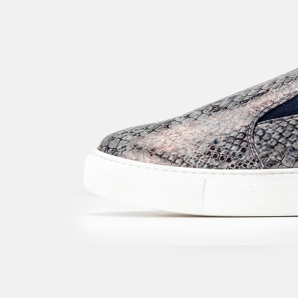Volzak 072 Navy Blue Snake Leather Sneakers