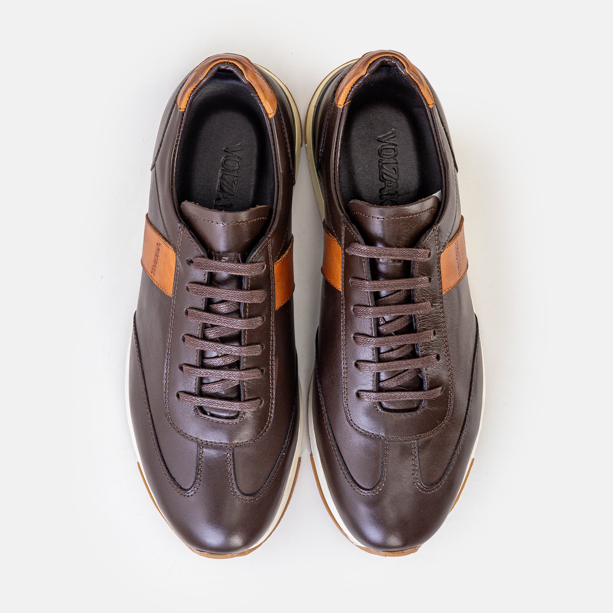 Volzak 6048 Camel Brown Leather Sneakers