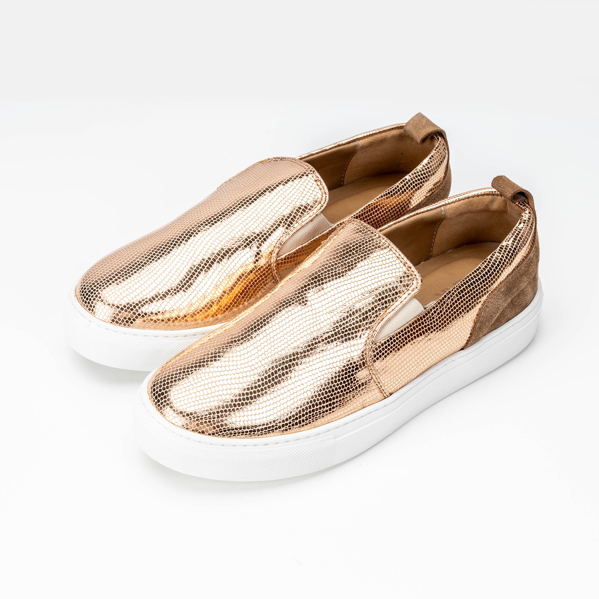 Volzak 072 Rose Gold Snake Leather Sneaker