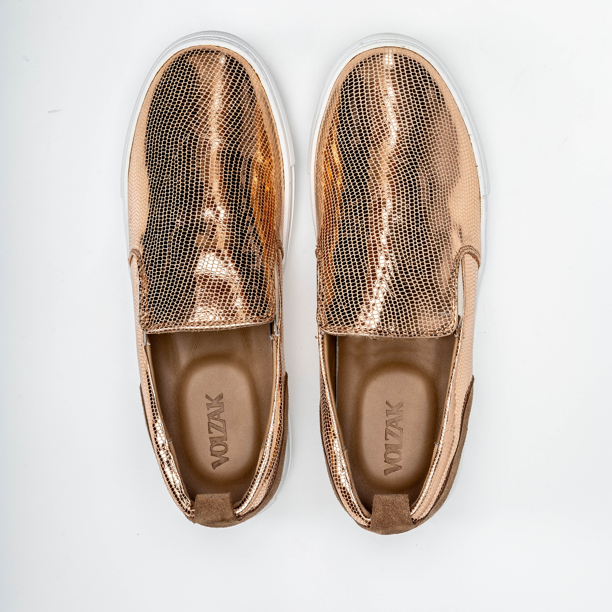 Volzak 072 Rose Gold Snake Leather Sneaker