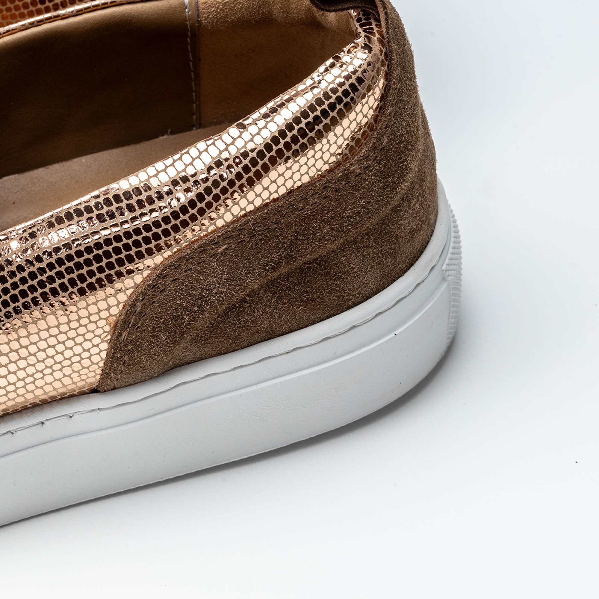 Volzak 072 Rose Gold Snake Leather Sneaker