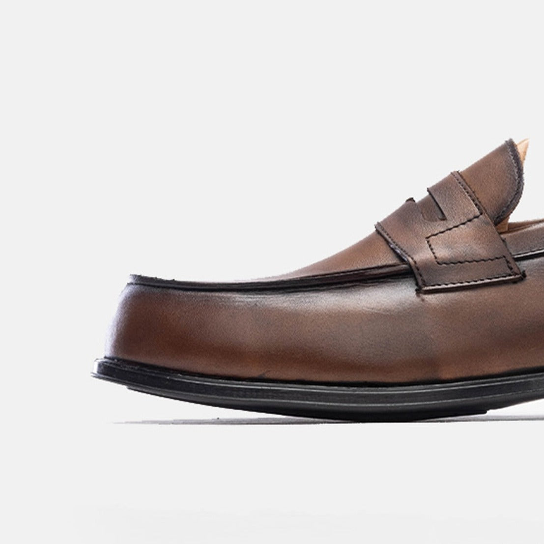 Volzak 5157 Mocassin penny en cuir Marron vintage