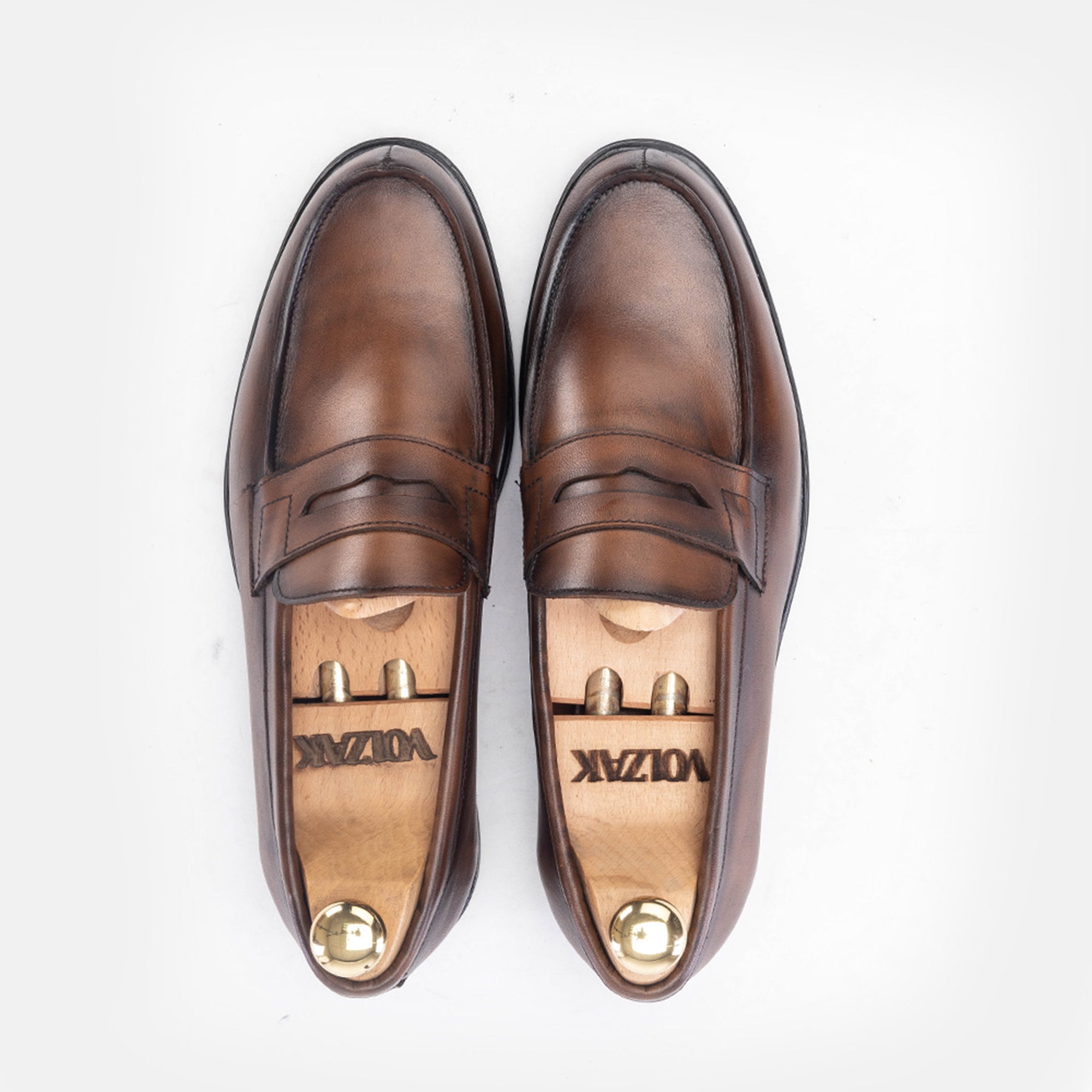 Volzak 5157 Mocassin penny en cuir Marron vintage