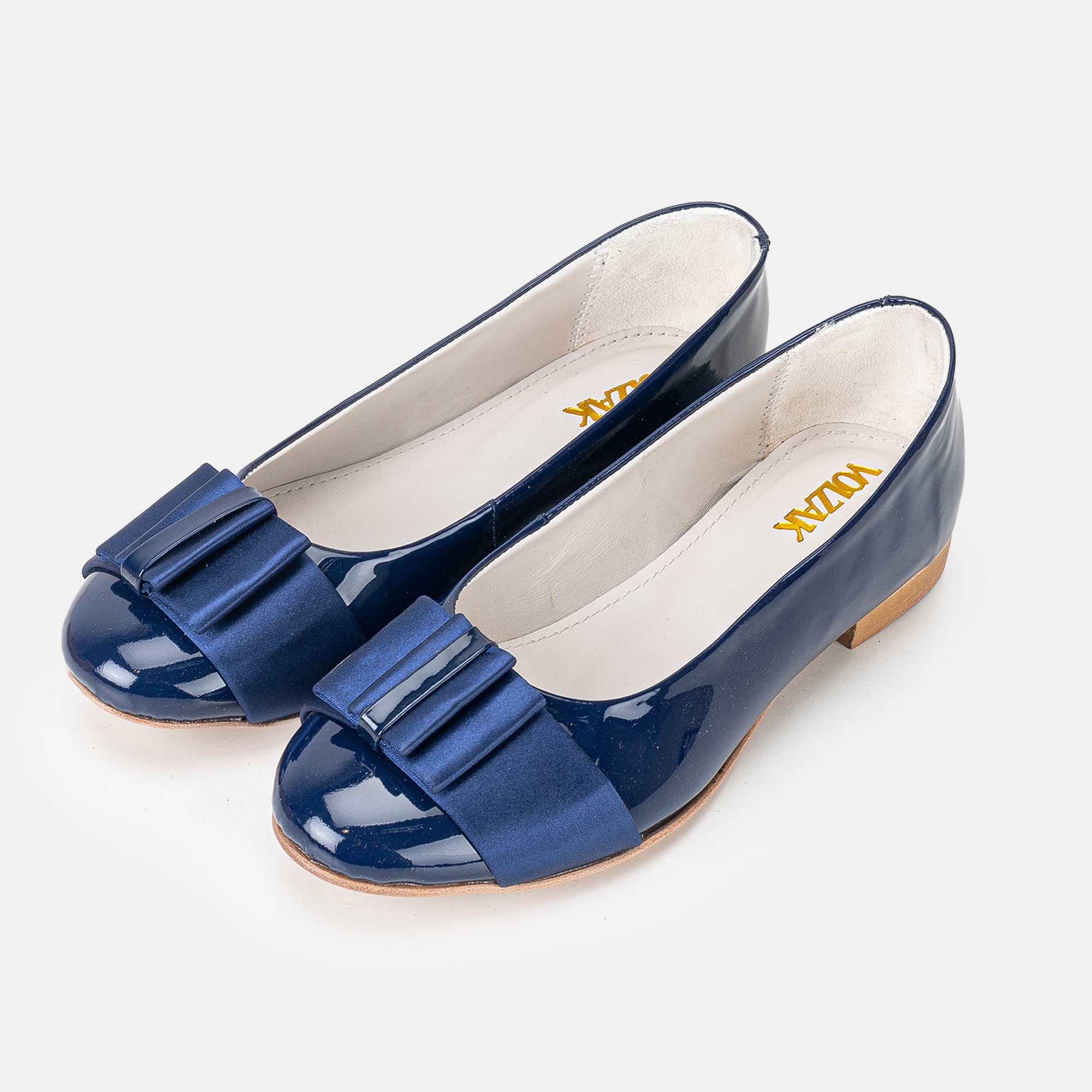 Volzak 077 Ballerine en cuir Bleu Vernis