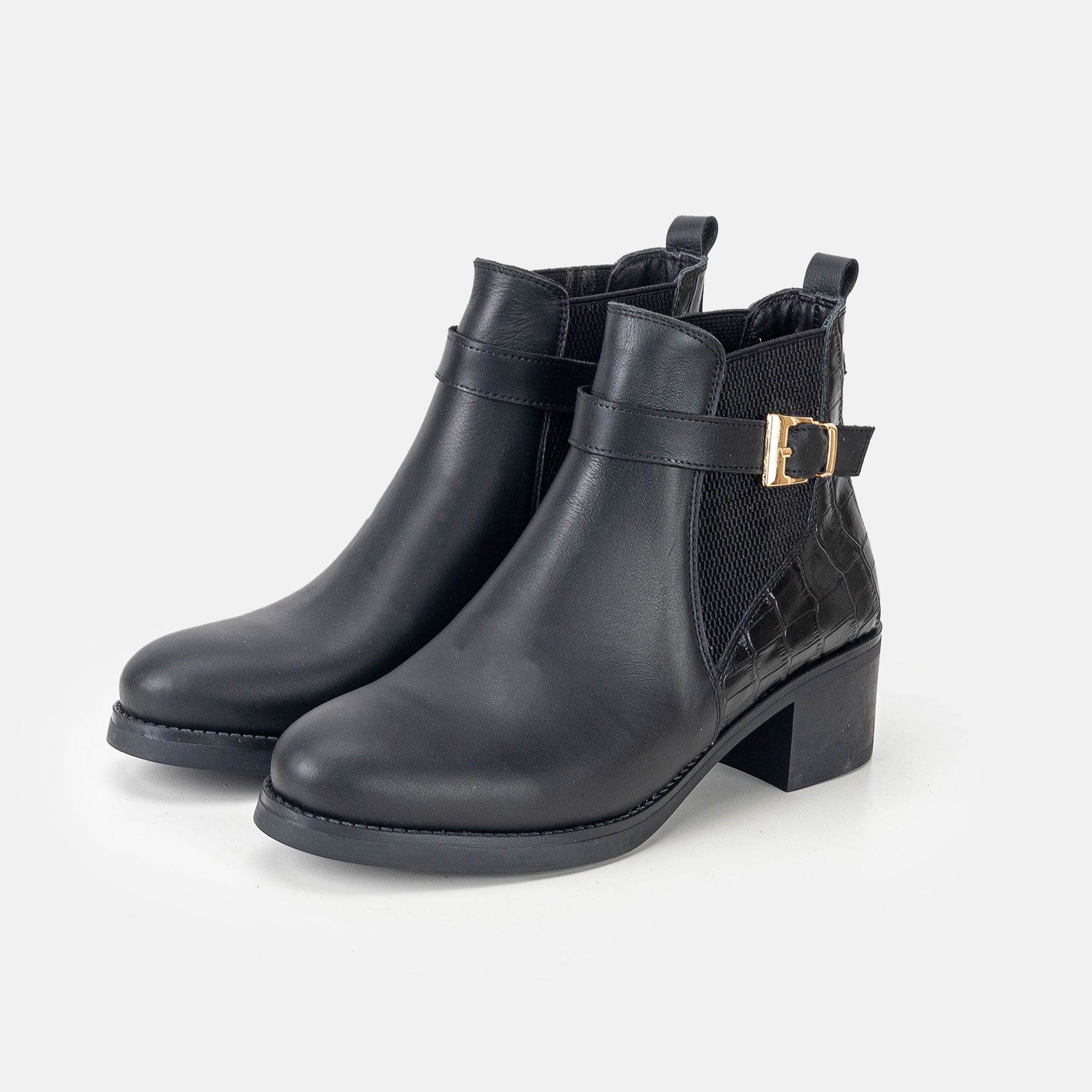 Volzak 3035 Black Leather Ankle Boot
