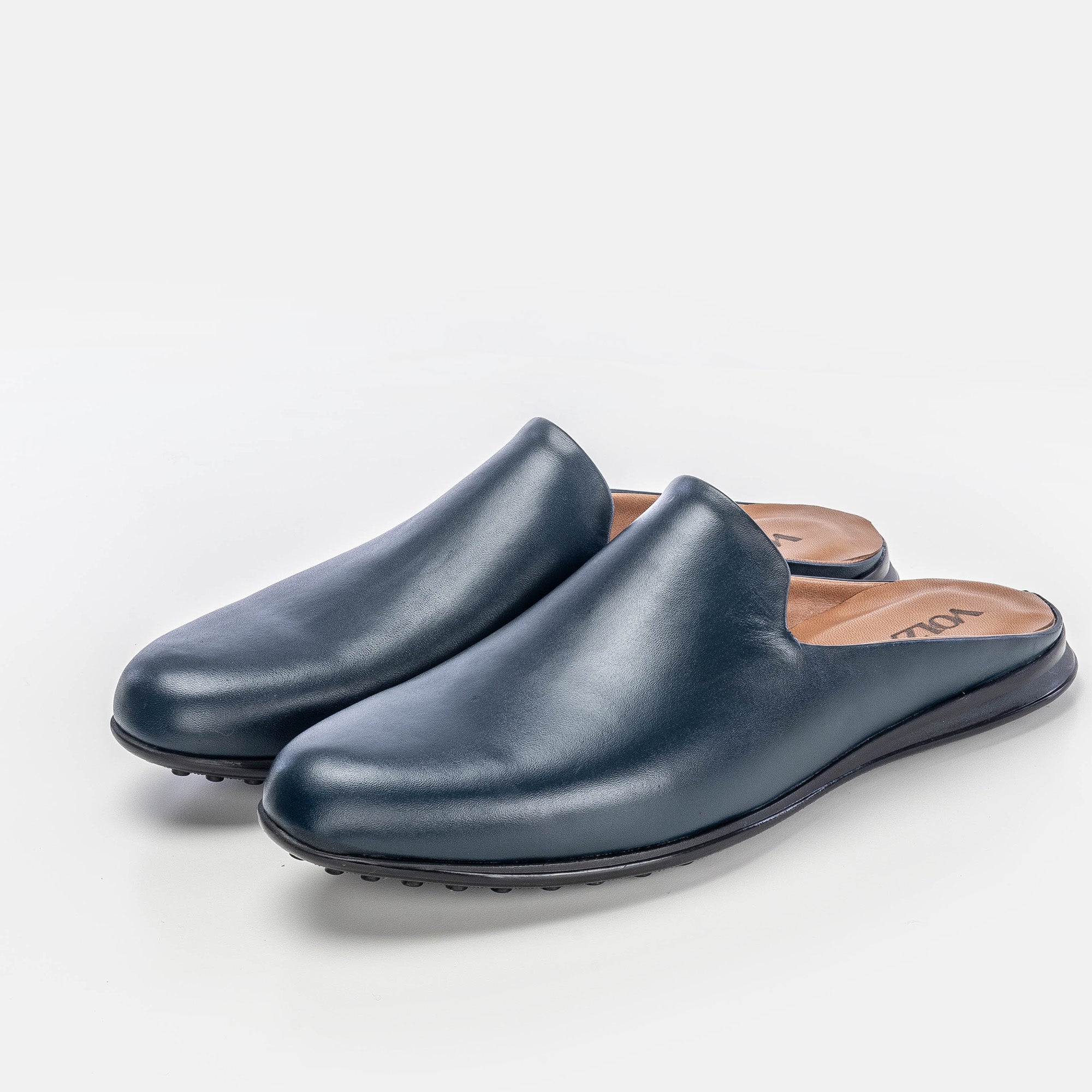 Volzak 5174 Mule en cuir bleu