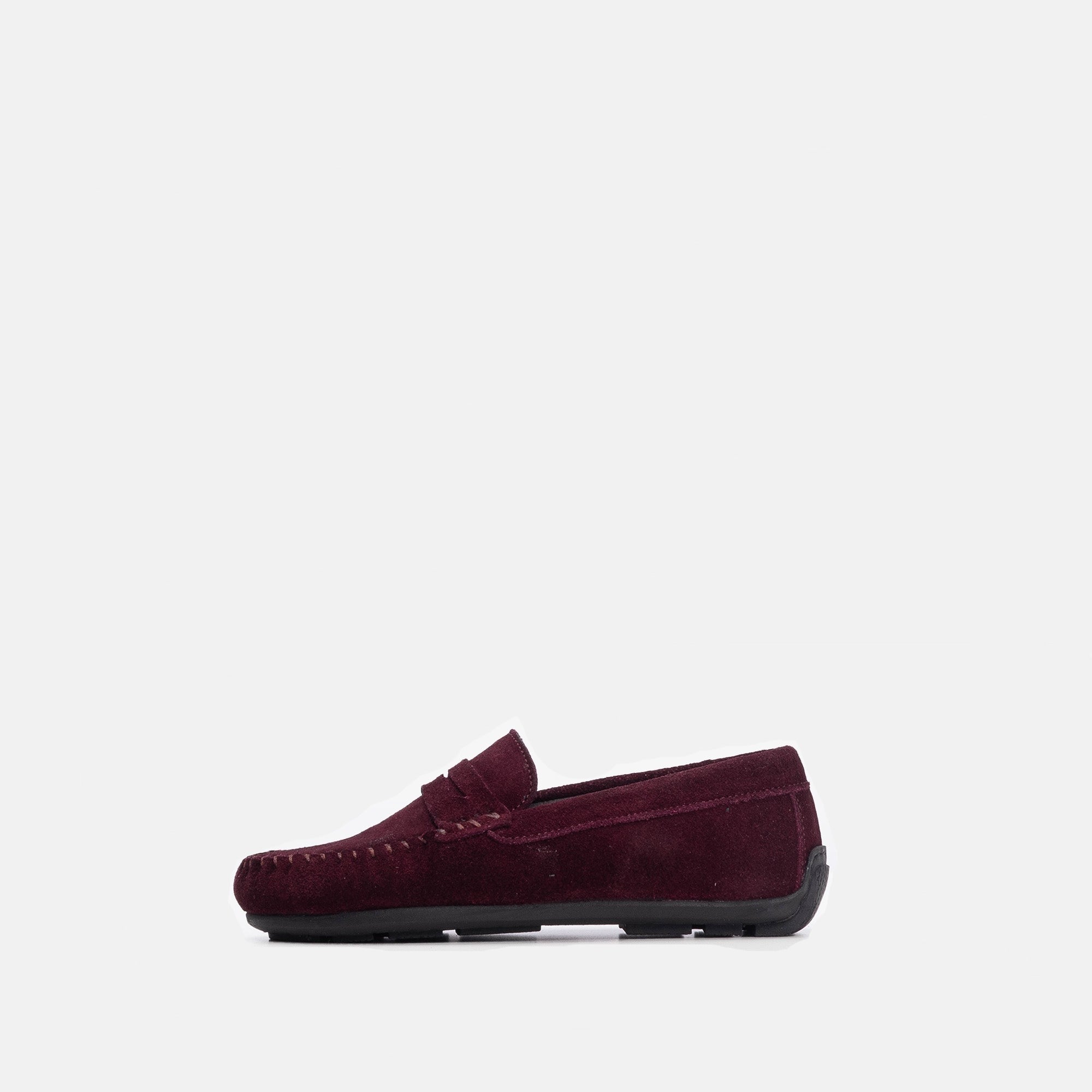 Volzak 01 Mocassin enfant en daim Bordeaux