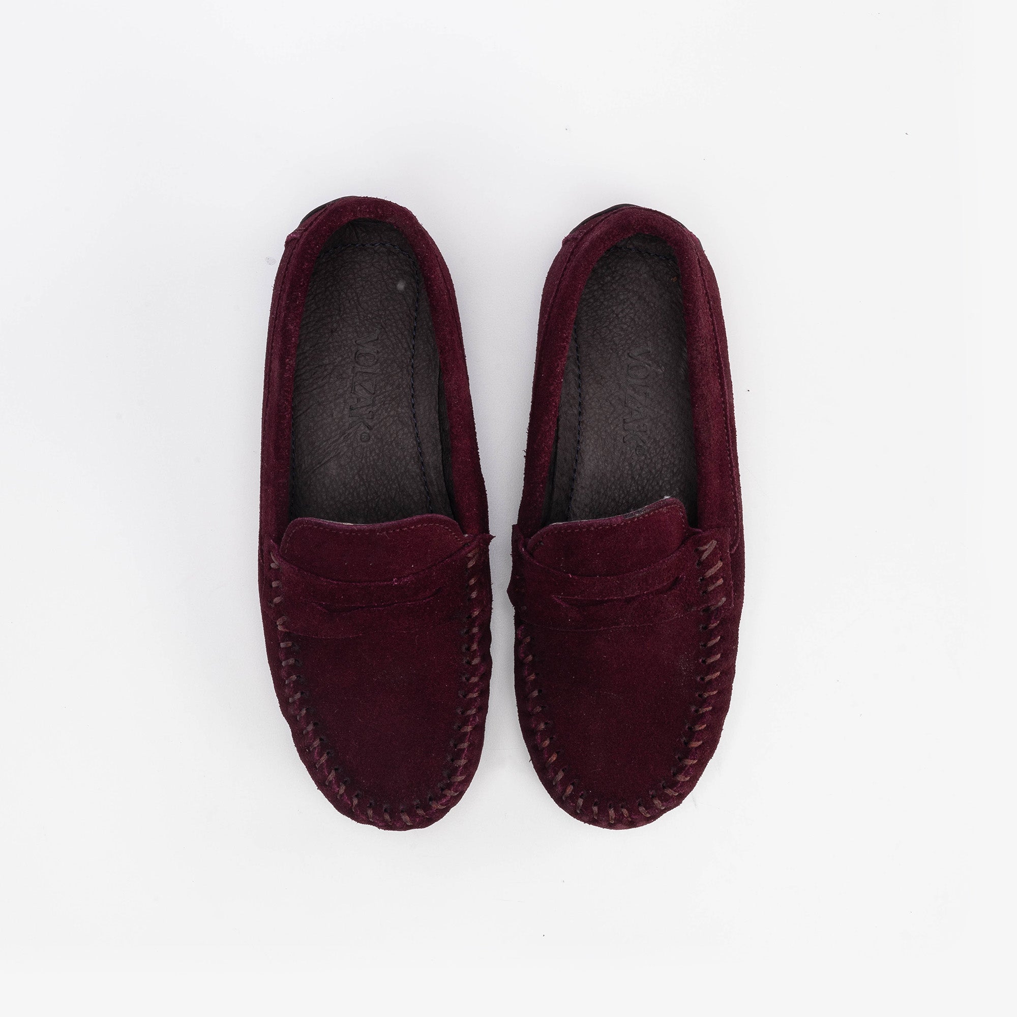 Volzak 01 Mocassin enfant en daim Bordeaux