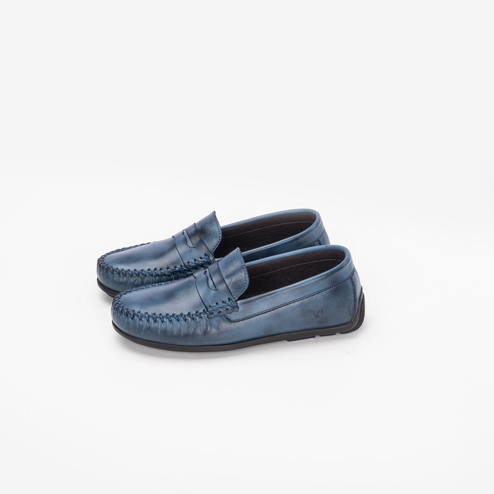 Volzak 01 Mocassin enfant en cuir Bleu claire