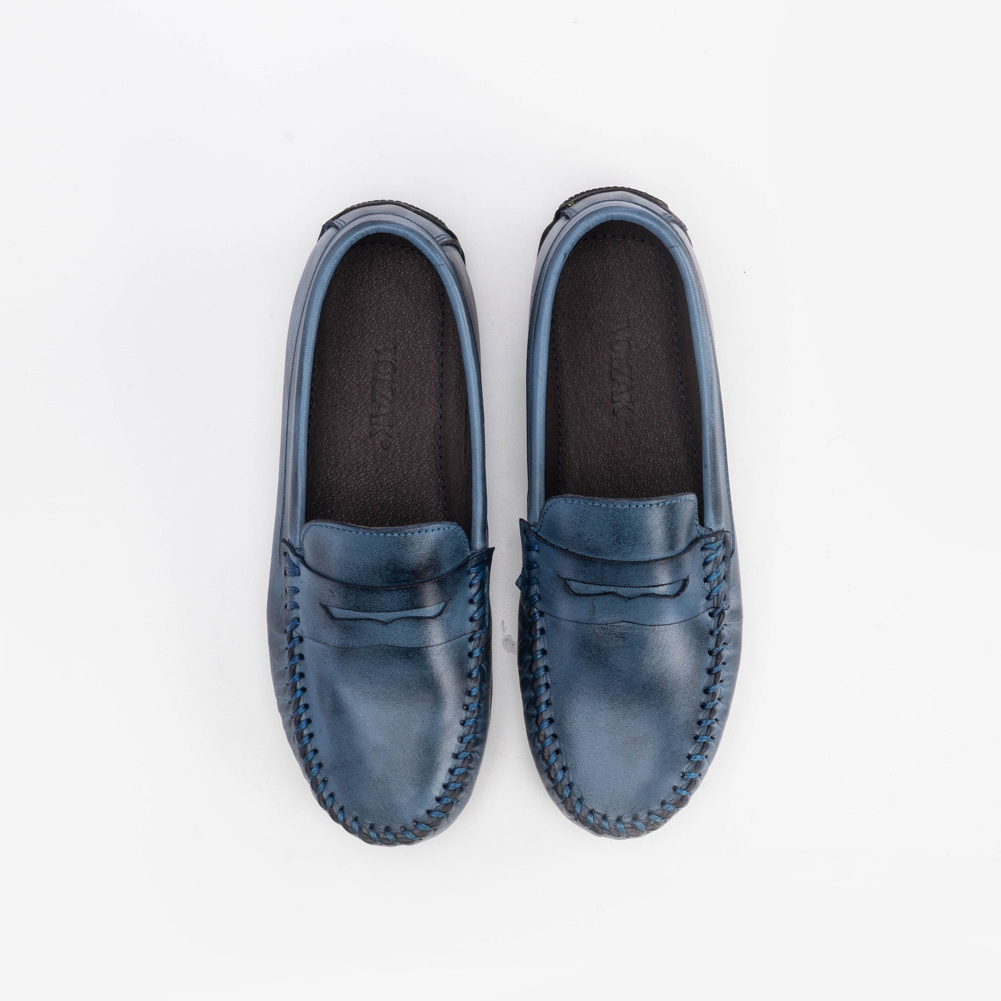 Volzak 01 Mocassin enfant en cuir Bleu claire