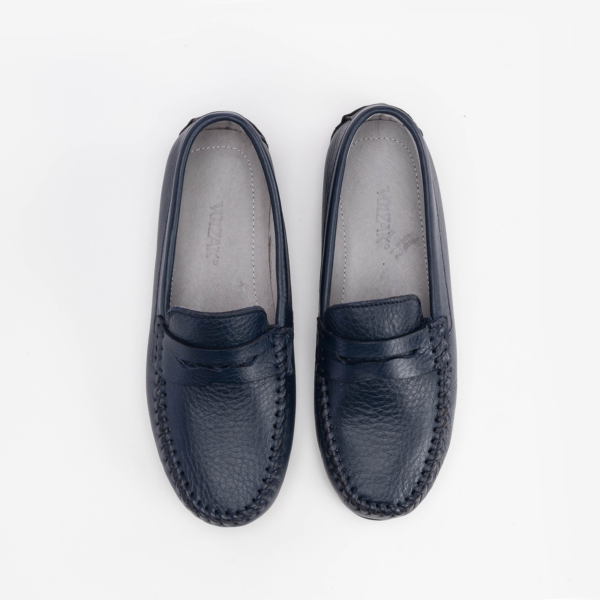 Volzak 01 Mocassin enfant en cuir Bleu