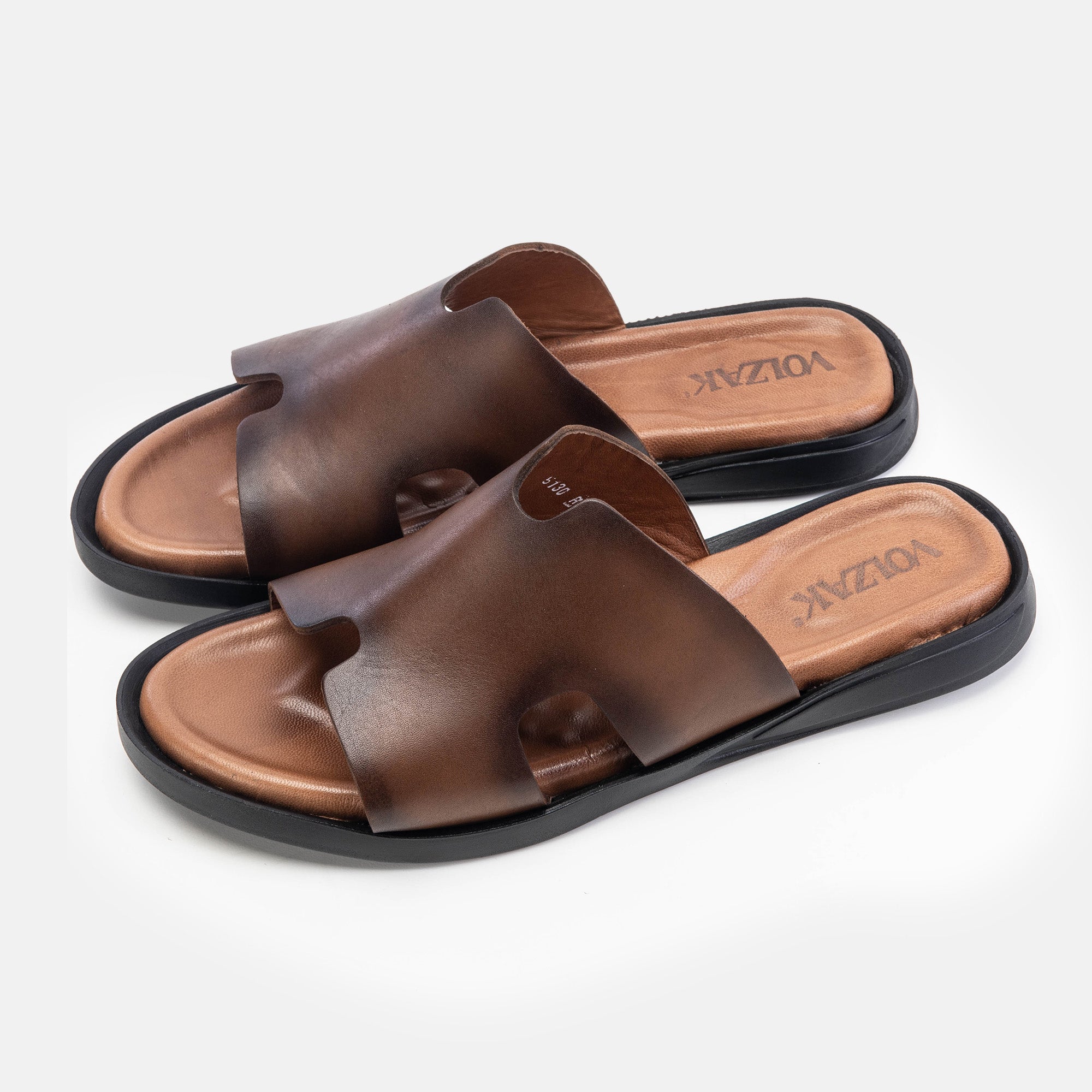 Volzak 5130 Sandale en cuir Marron Vintage