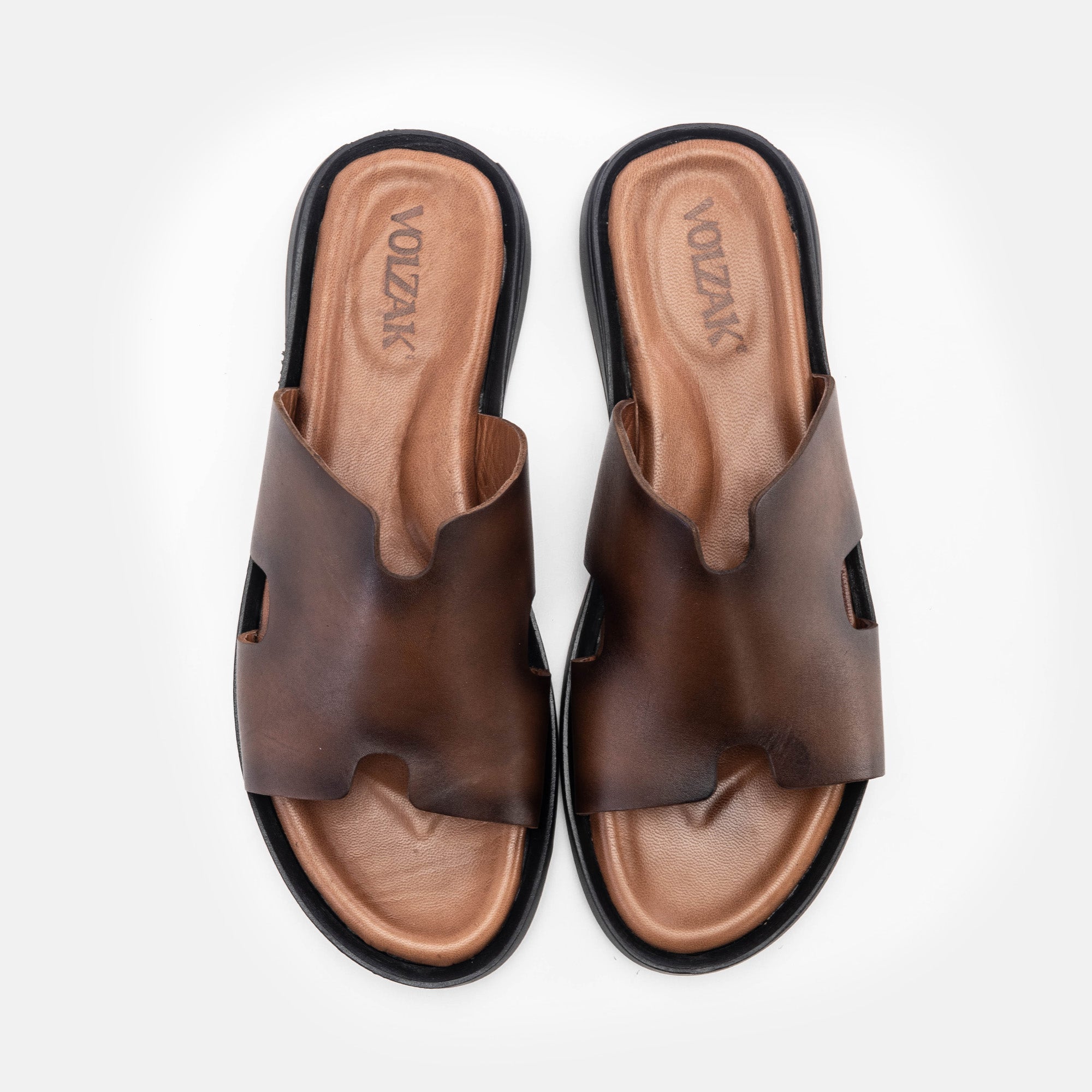 Volzak 5130 Sandale en cuir Marron Vintage