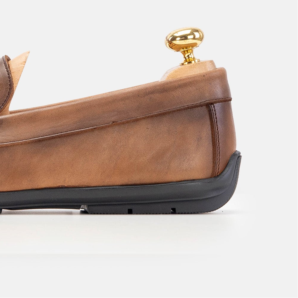 Volzak 5224 Mocassin en cuir marron vintage