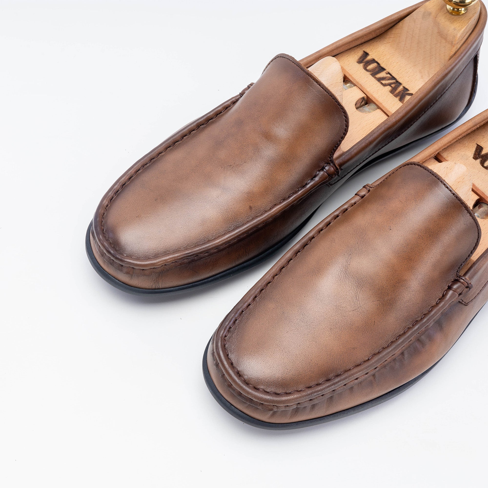 Volzak 5224 Mocassin en cuir marron vintage
