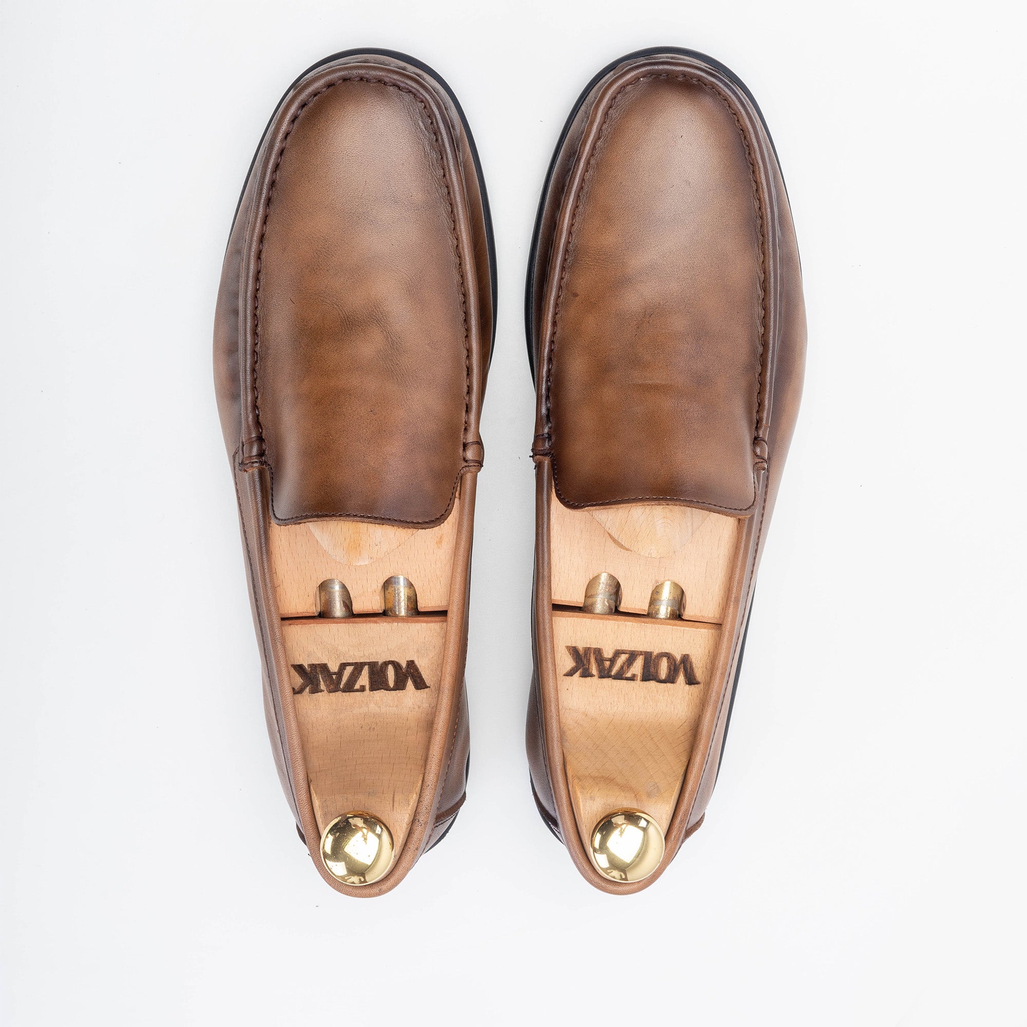 Volzak 5224 Mocassin en cuir marron vintage