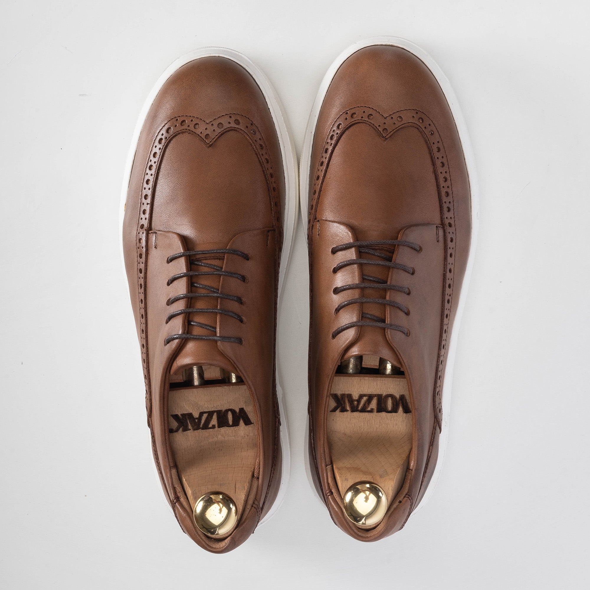 Volzak 5226 Basket en cuir marron vintage