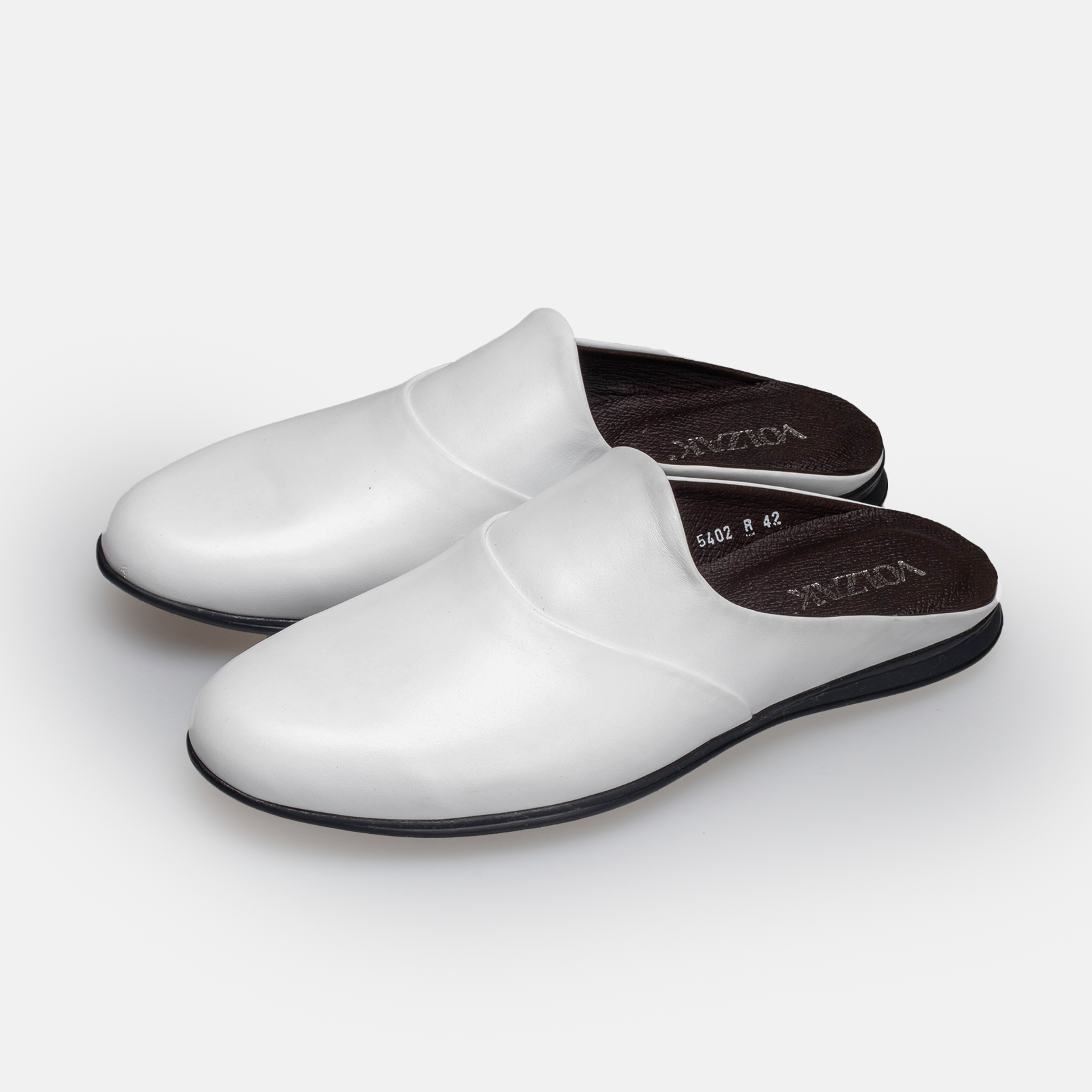Volzak 5402 White Leather Mule