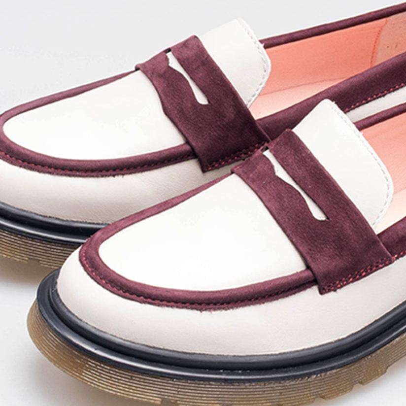 Volzak 422 Chaussure en cuir Beige Bordeaux