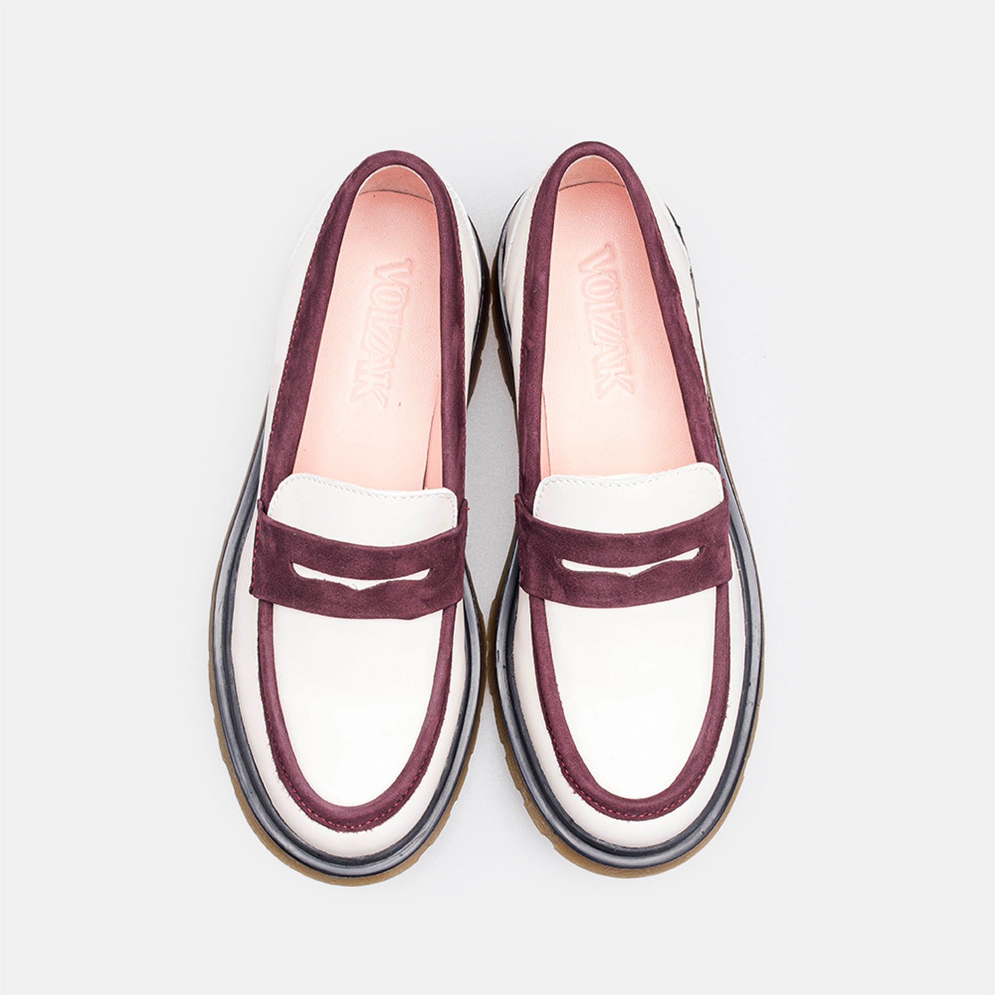 Volzak 422 Chaussure en cuir Beige Bordeaux