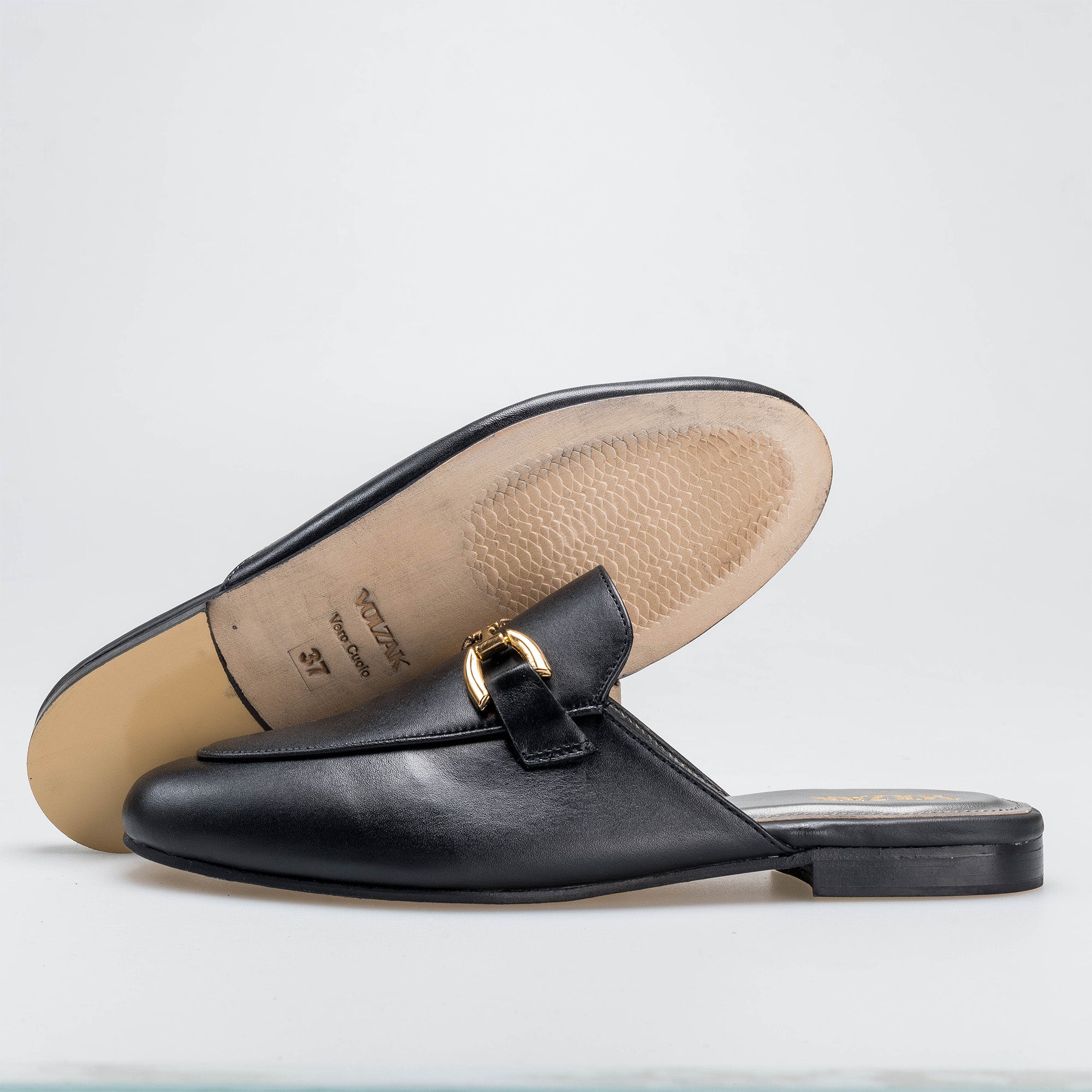 Volzak 3040 Mule en cuir Noir