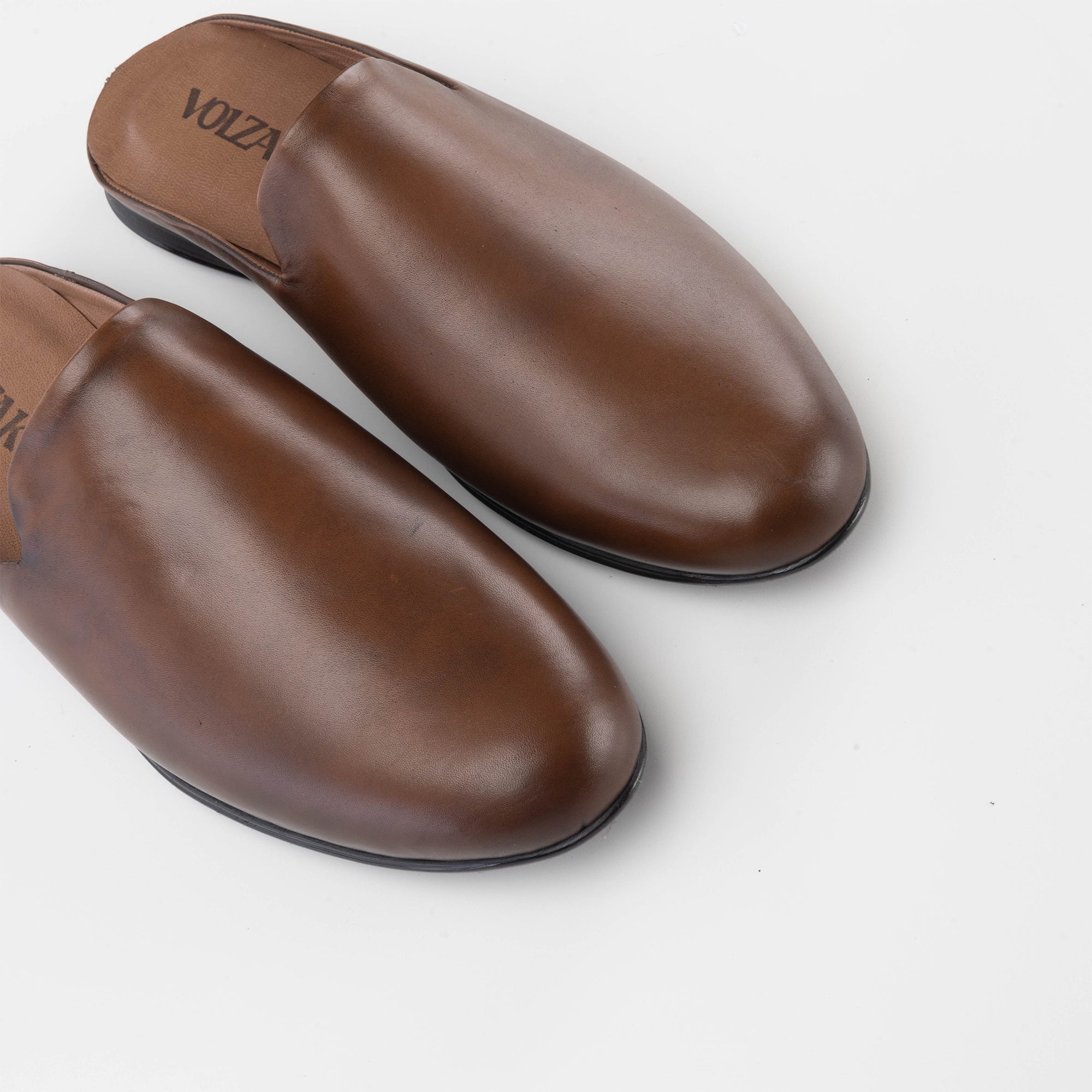 Volzak 5174 Mule en cuir marron vintage