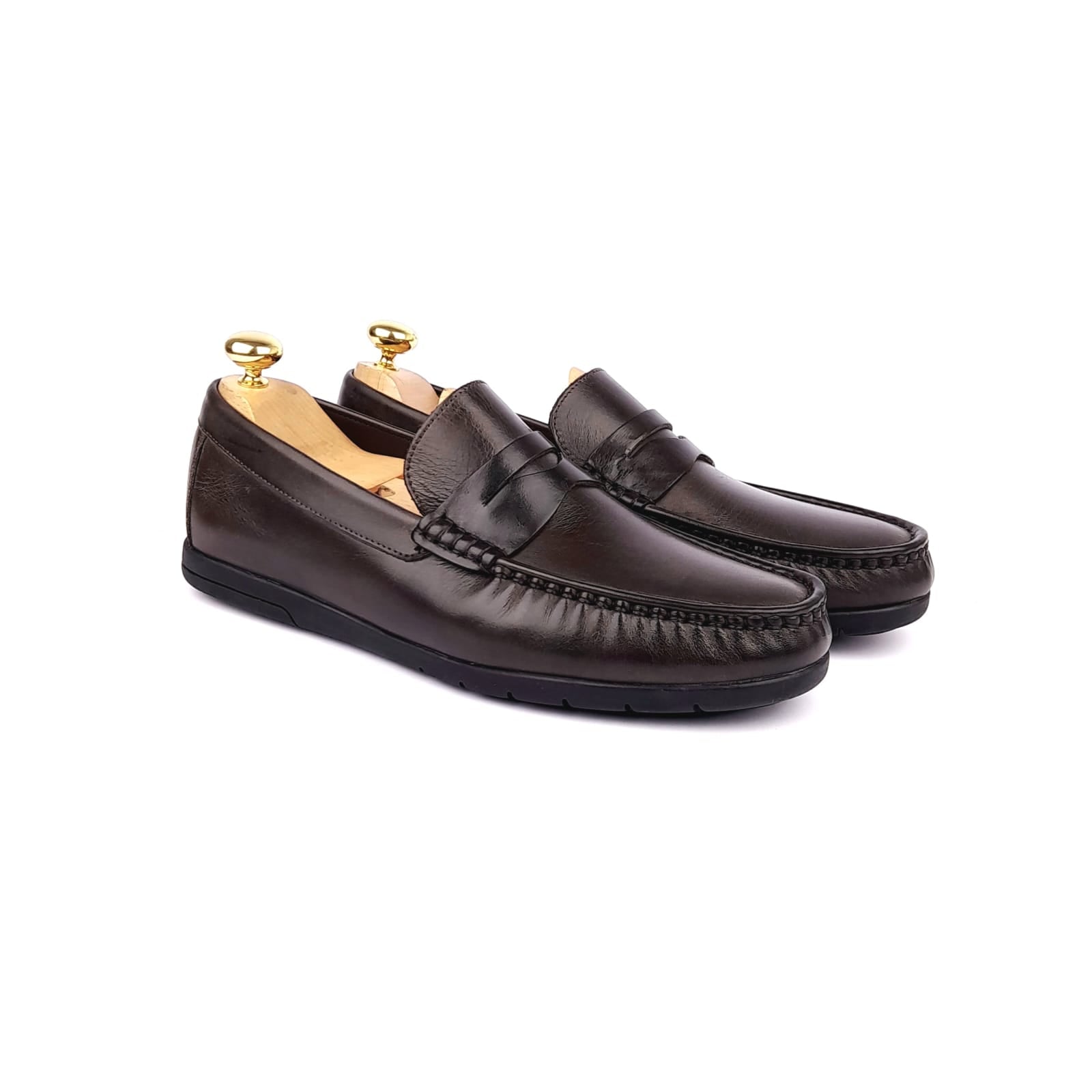 Volzak 099 Mocassin en cuir marron foncé