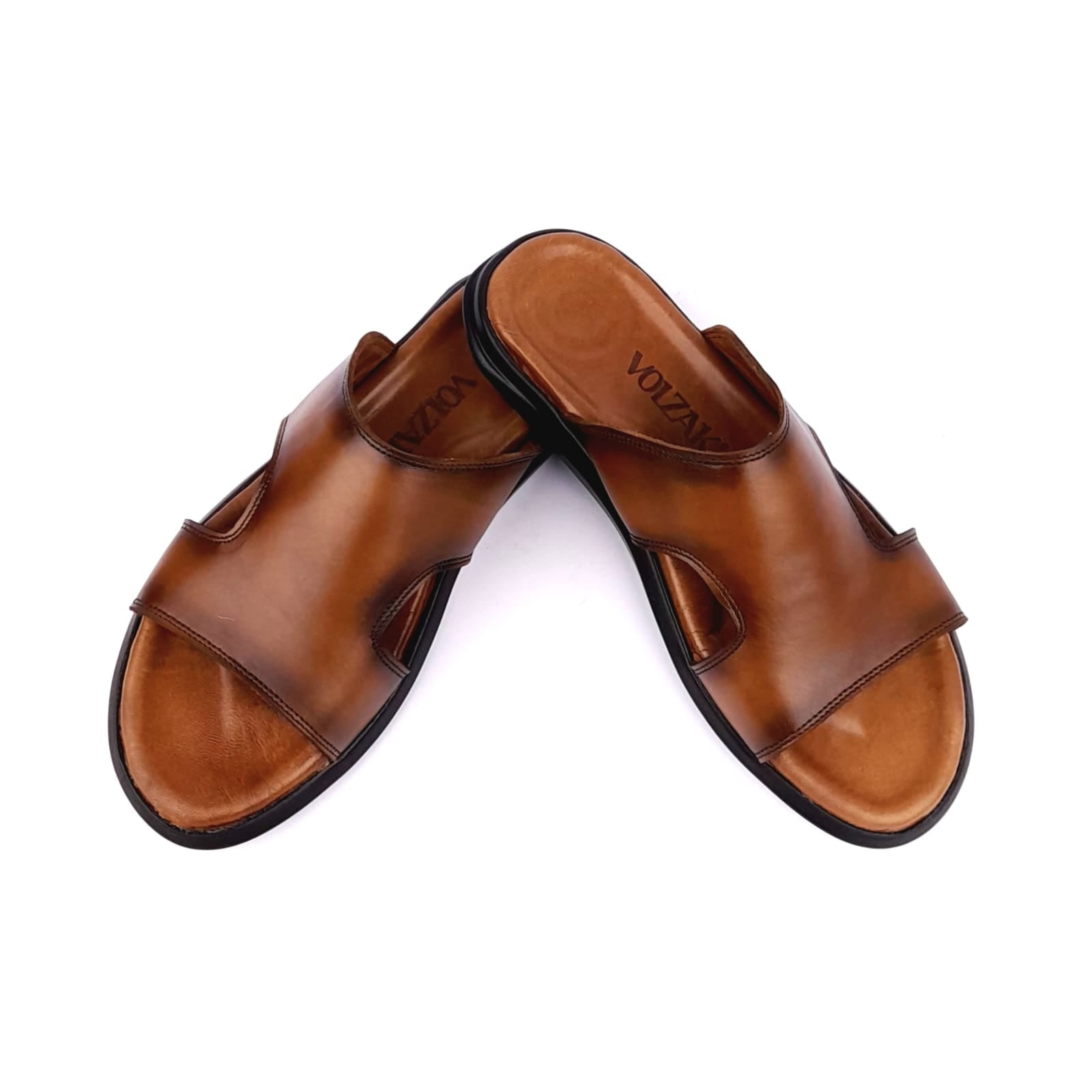 Volzak 5133 Sandale en cuir Marron vintage
