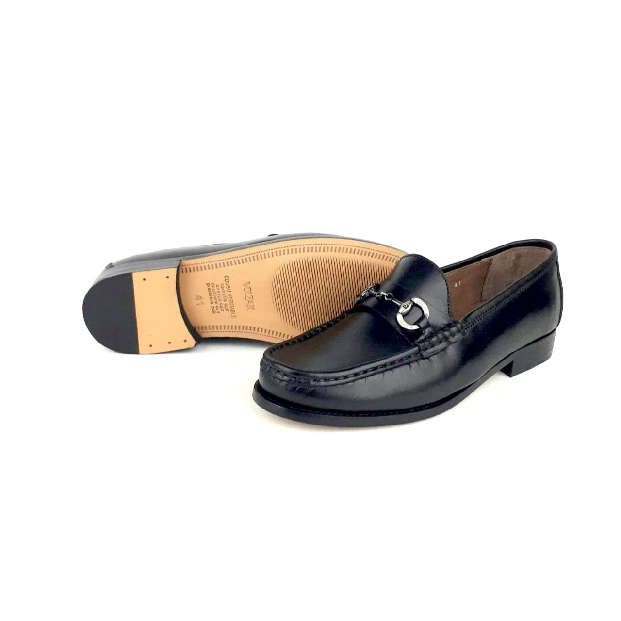 Volzak 1195 Mocassin penny en cuir Noir