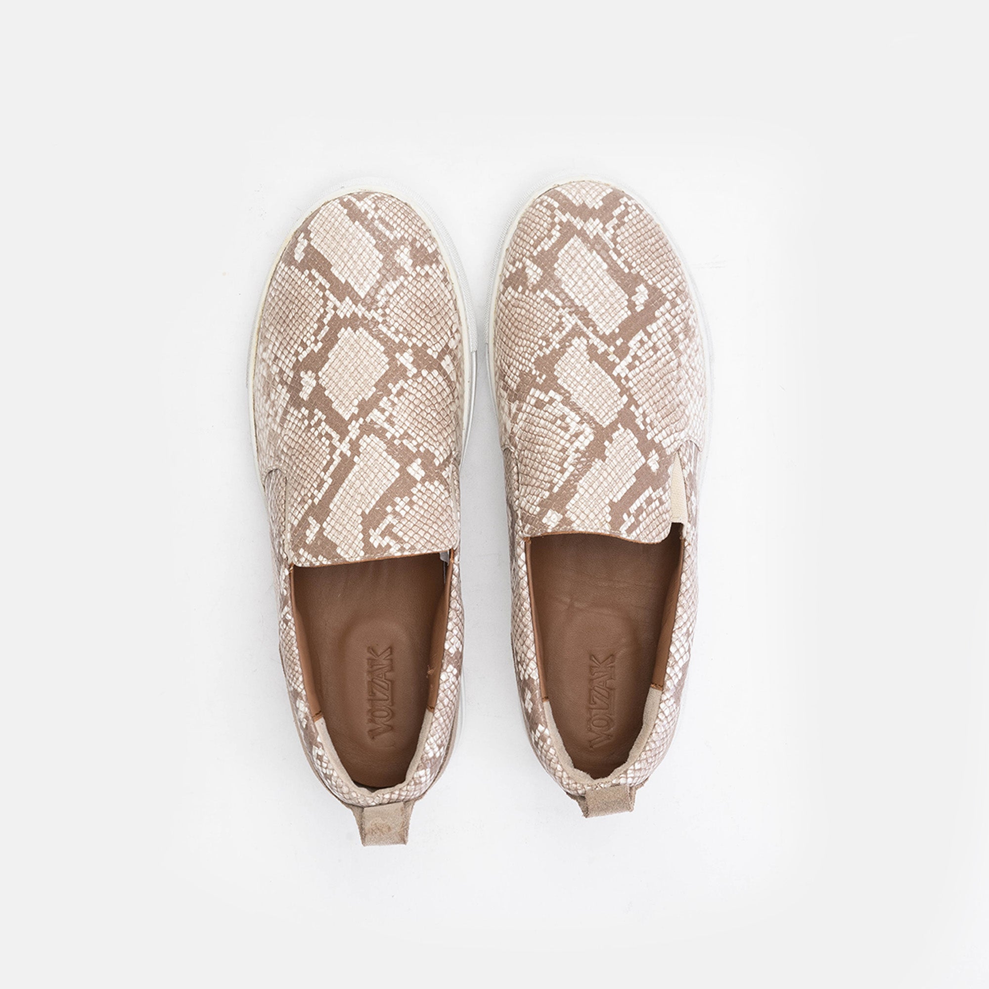 Volzak 072 s  Basket en cuir Beige Serpent
