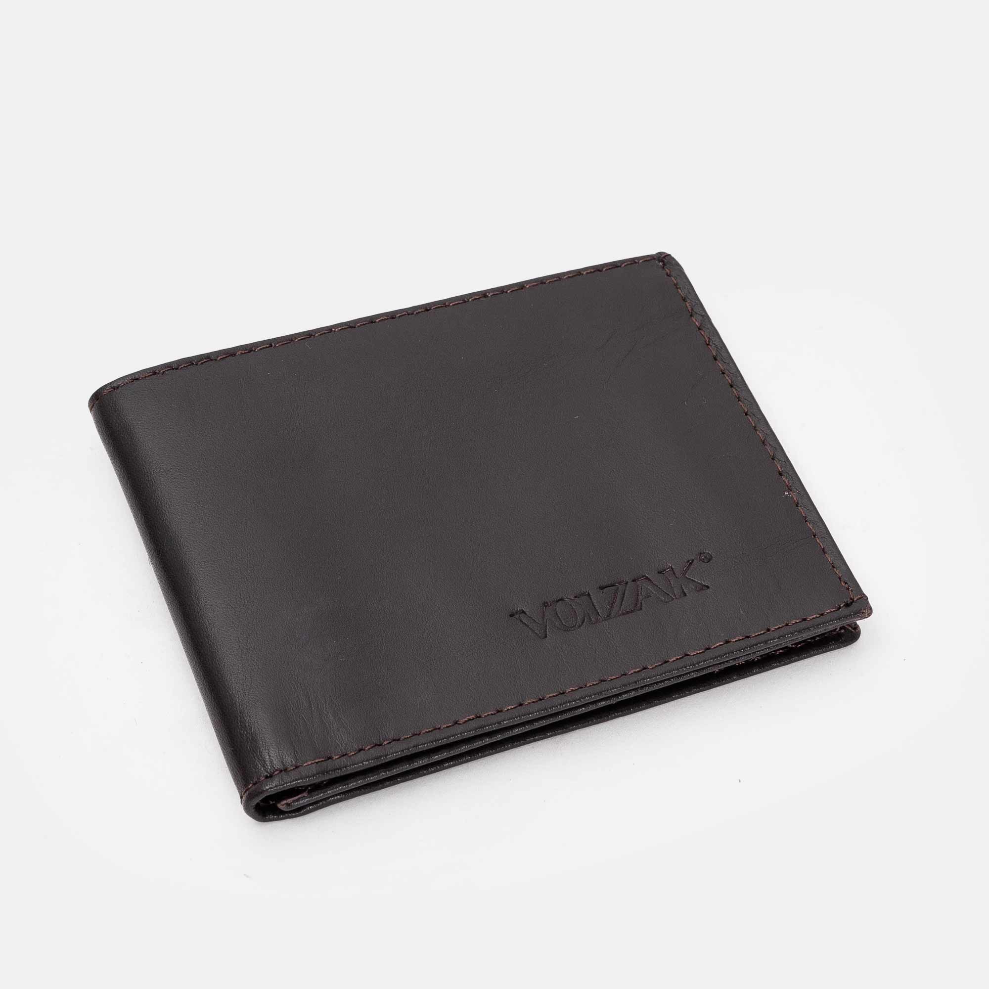 Volzak 081 Portefeuille En Cuir Marron Foncé