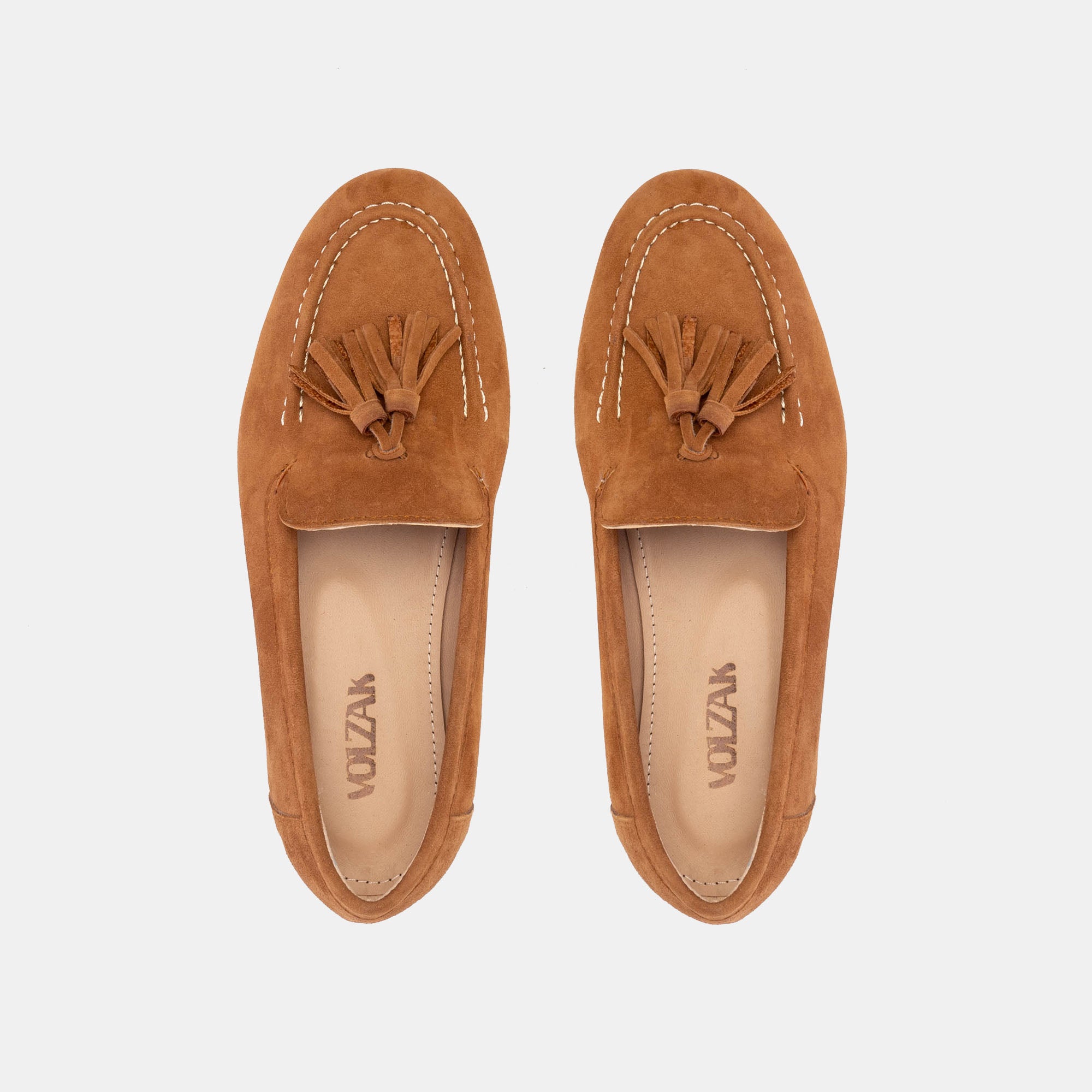 Volzak 104 Ballerine en daim Camel