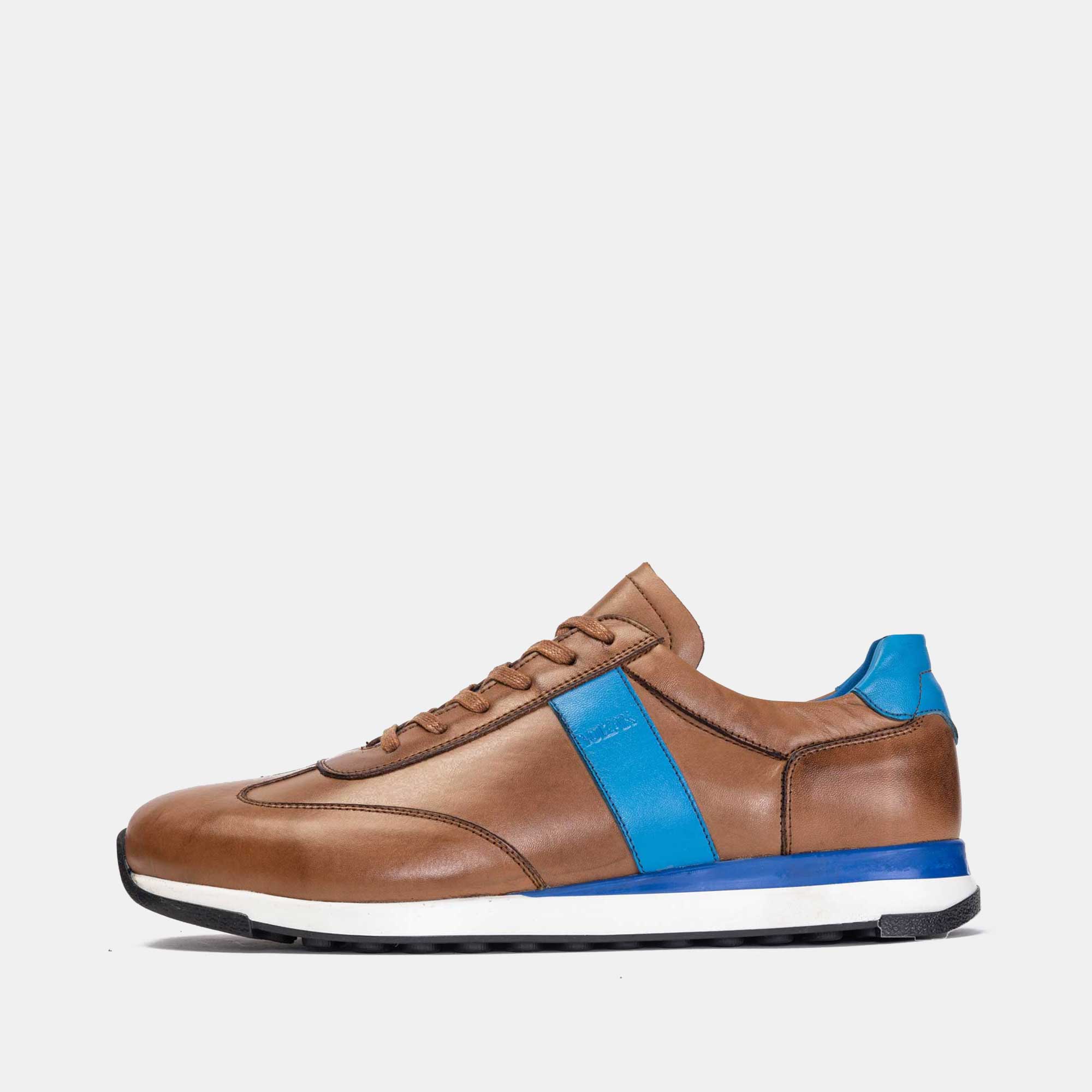 Volzak 6048 Basket en cuir Camel Bleu