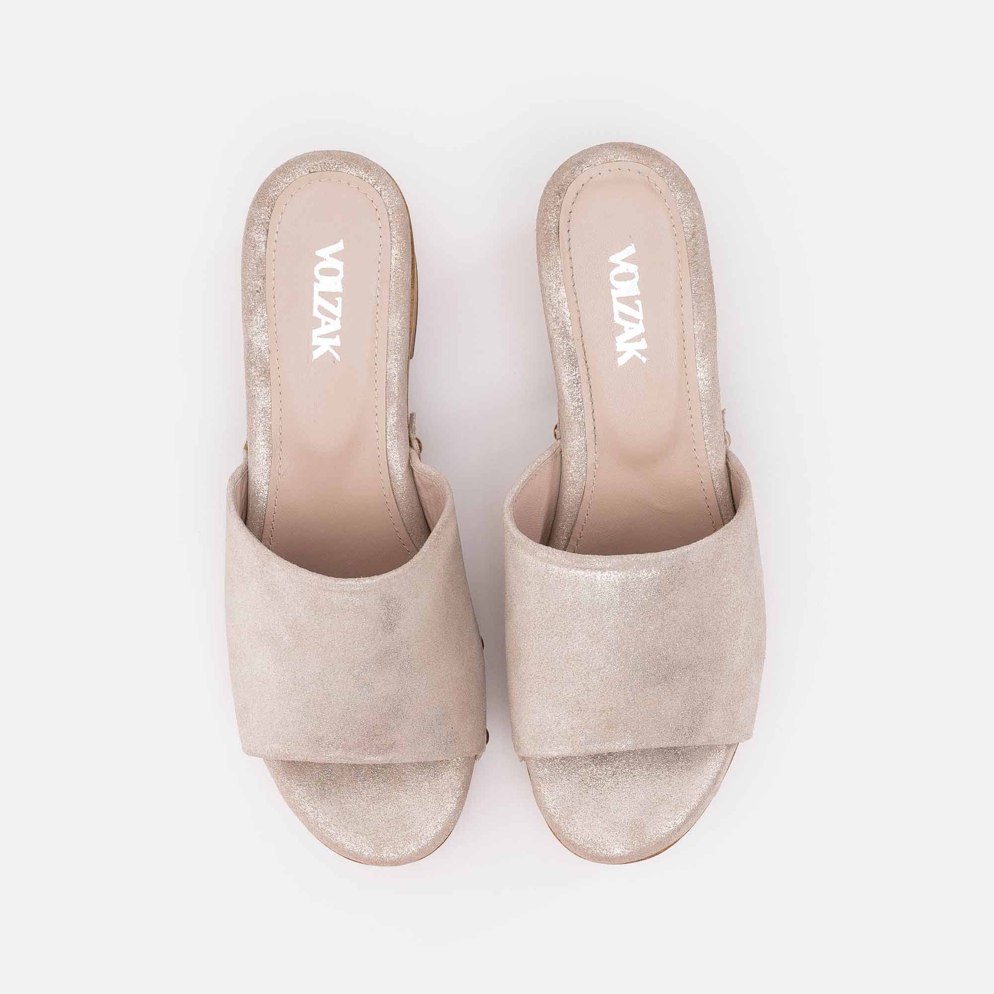 ''50 Gold Suede Sandal