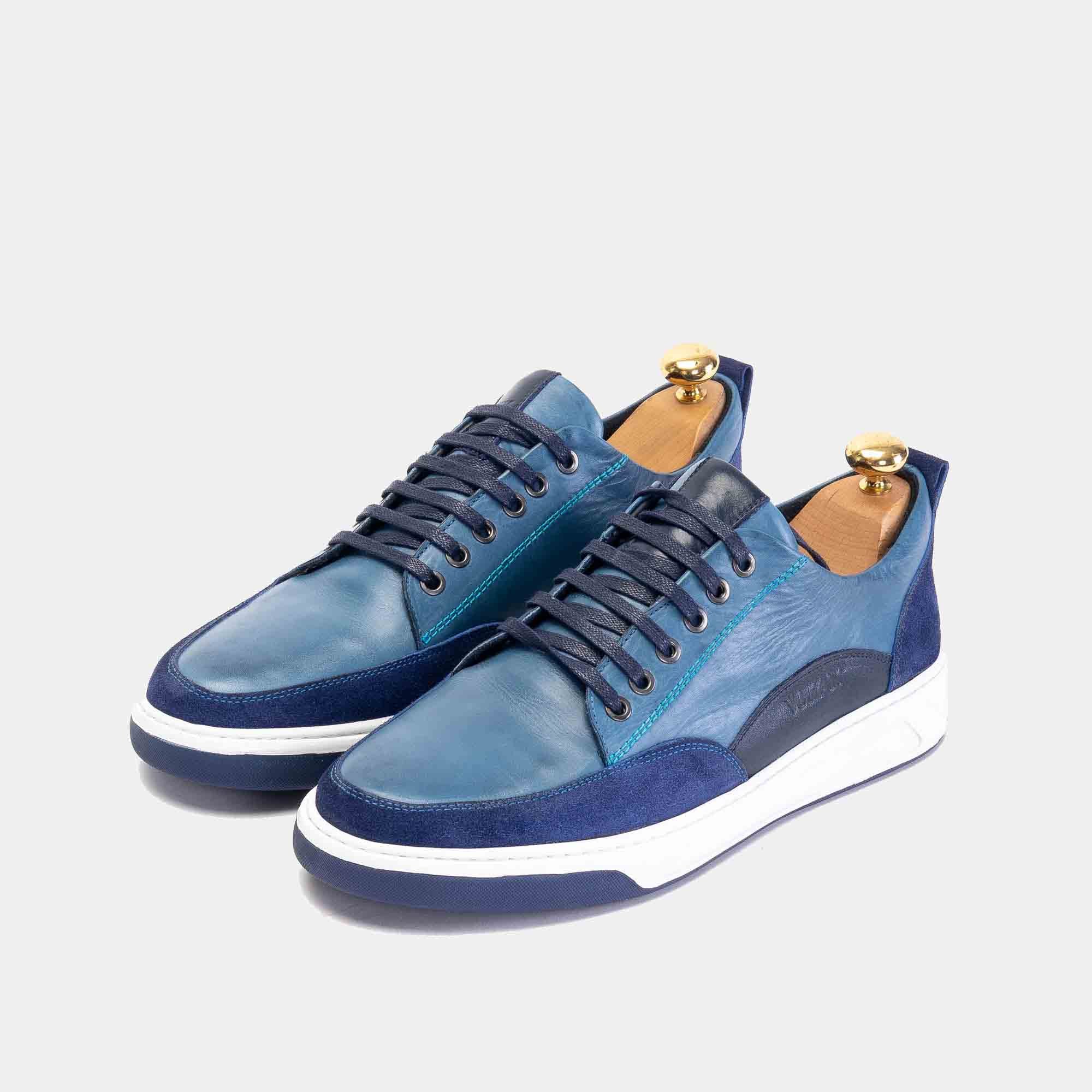 Volzak 6021 Basket en cuir Bleu ciel