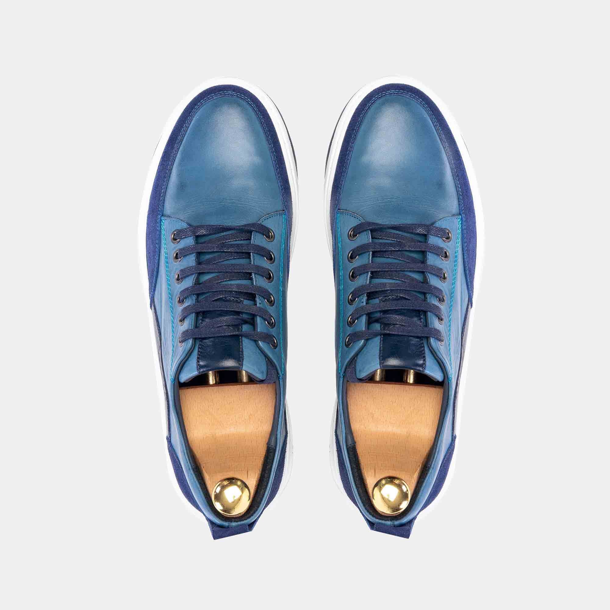 Volzak 6021 Basket en cuir Bleu ciel