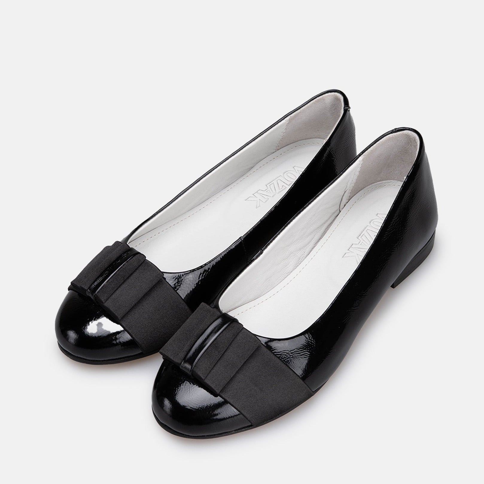 Volzak 077 Ballerine en cuir Noir Vernis