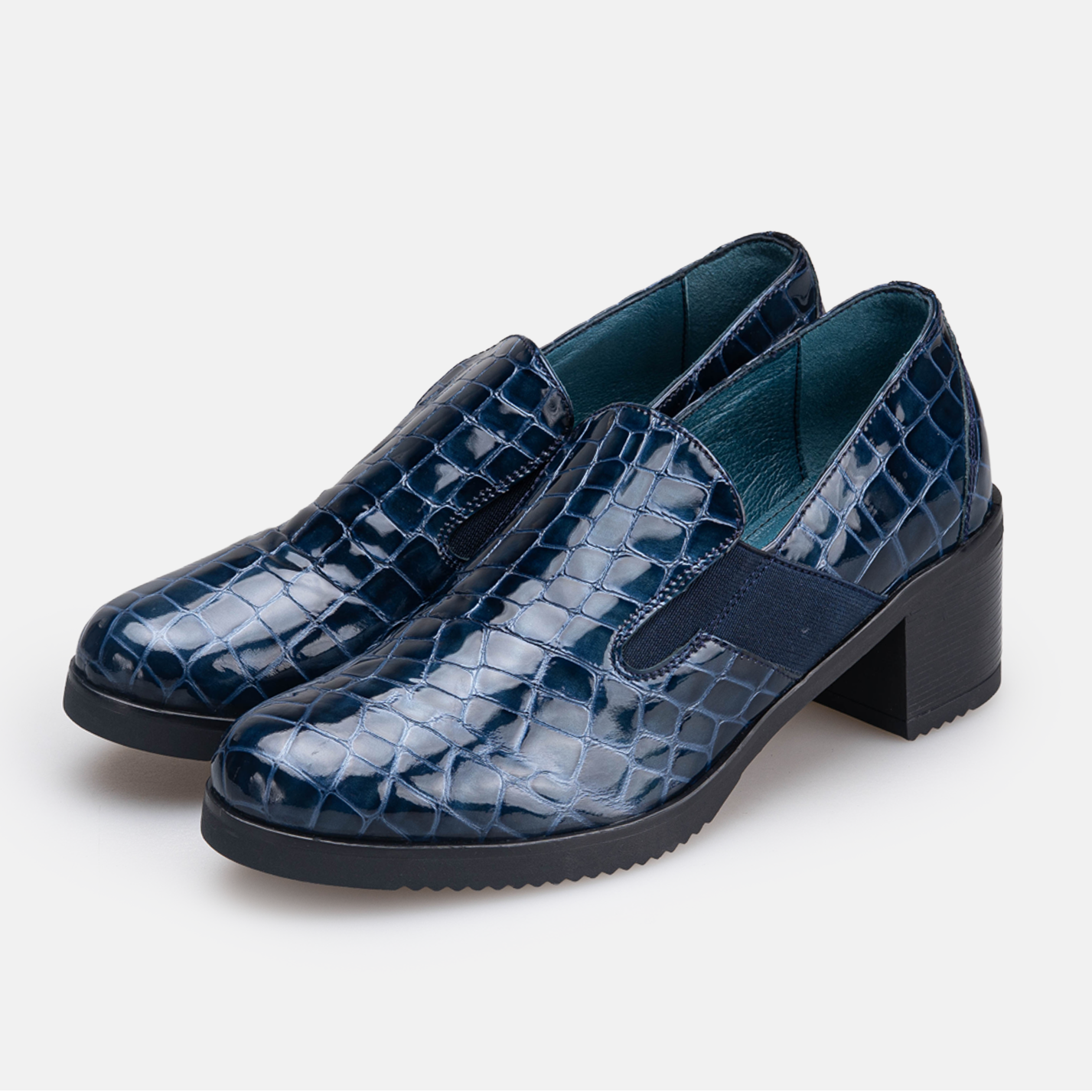 Volzak 535 chaussure en cuir Bleu Serpent Vernis