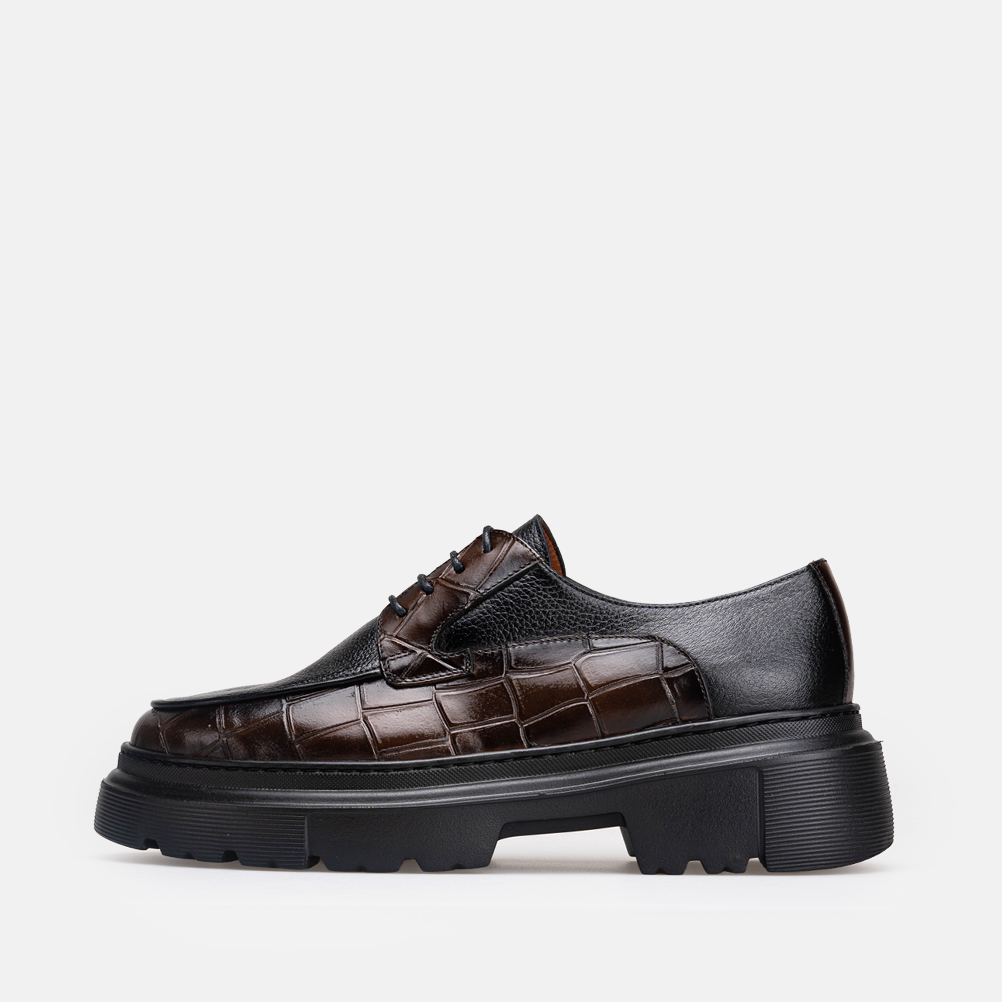 Volzak 5528 chaussure en cuir Marron Croco Grainé